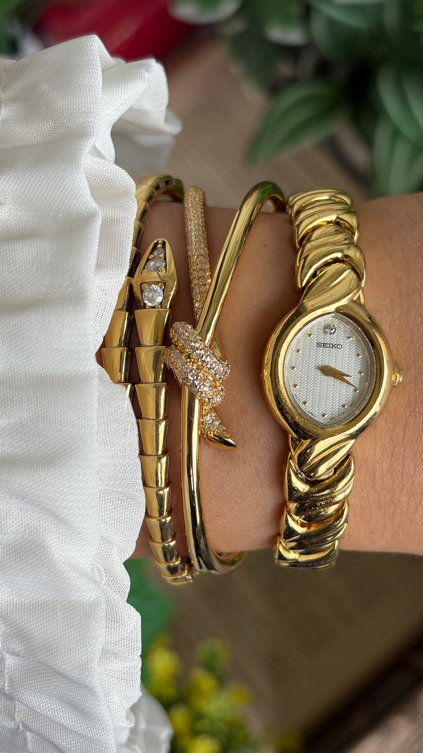 Vintage Seiko Watch in Gold Tone Almond Dial