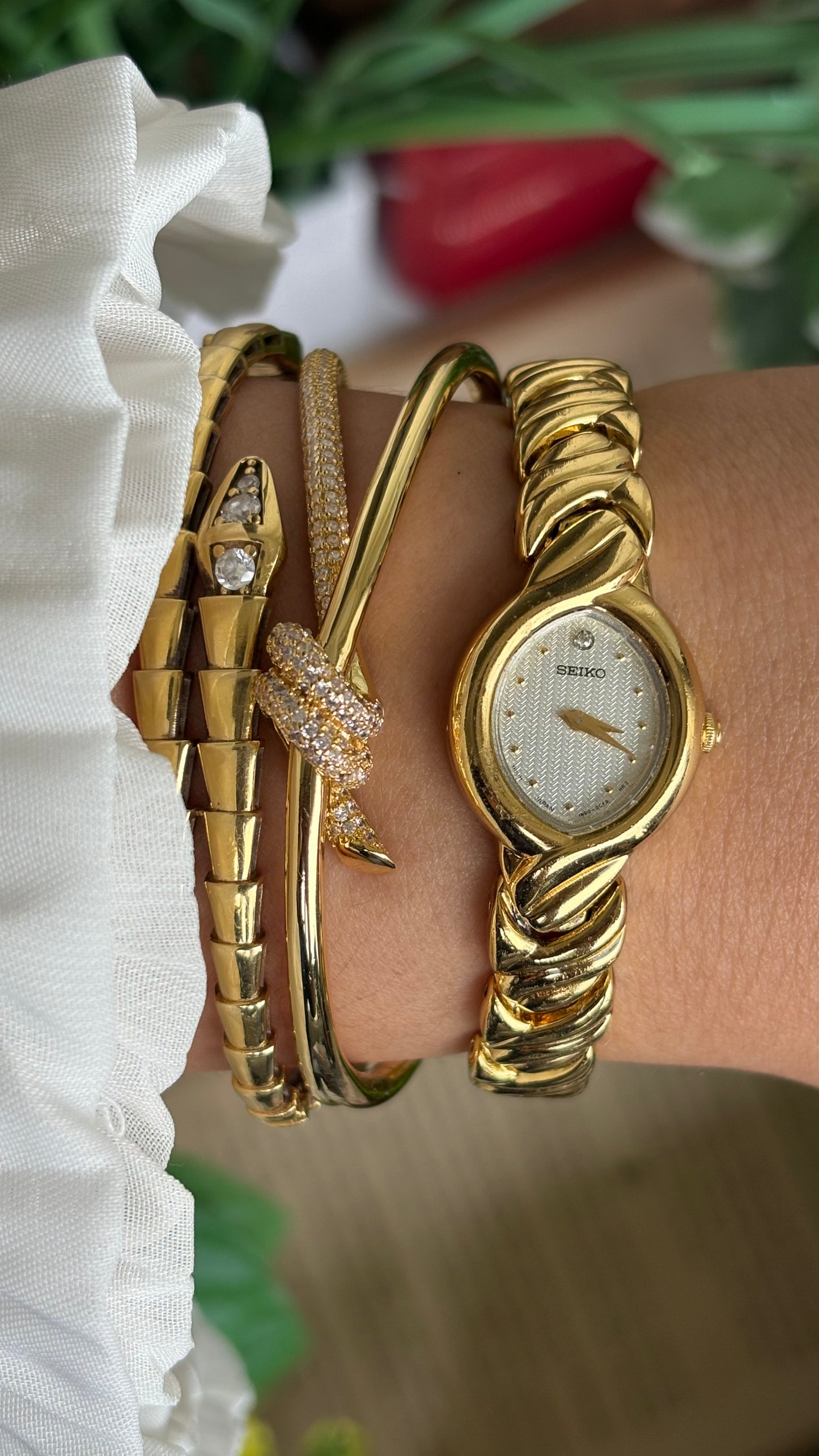 Vintage Seiko Watch in Gold Tone Almond Dial