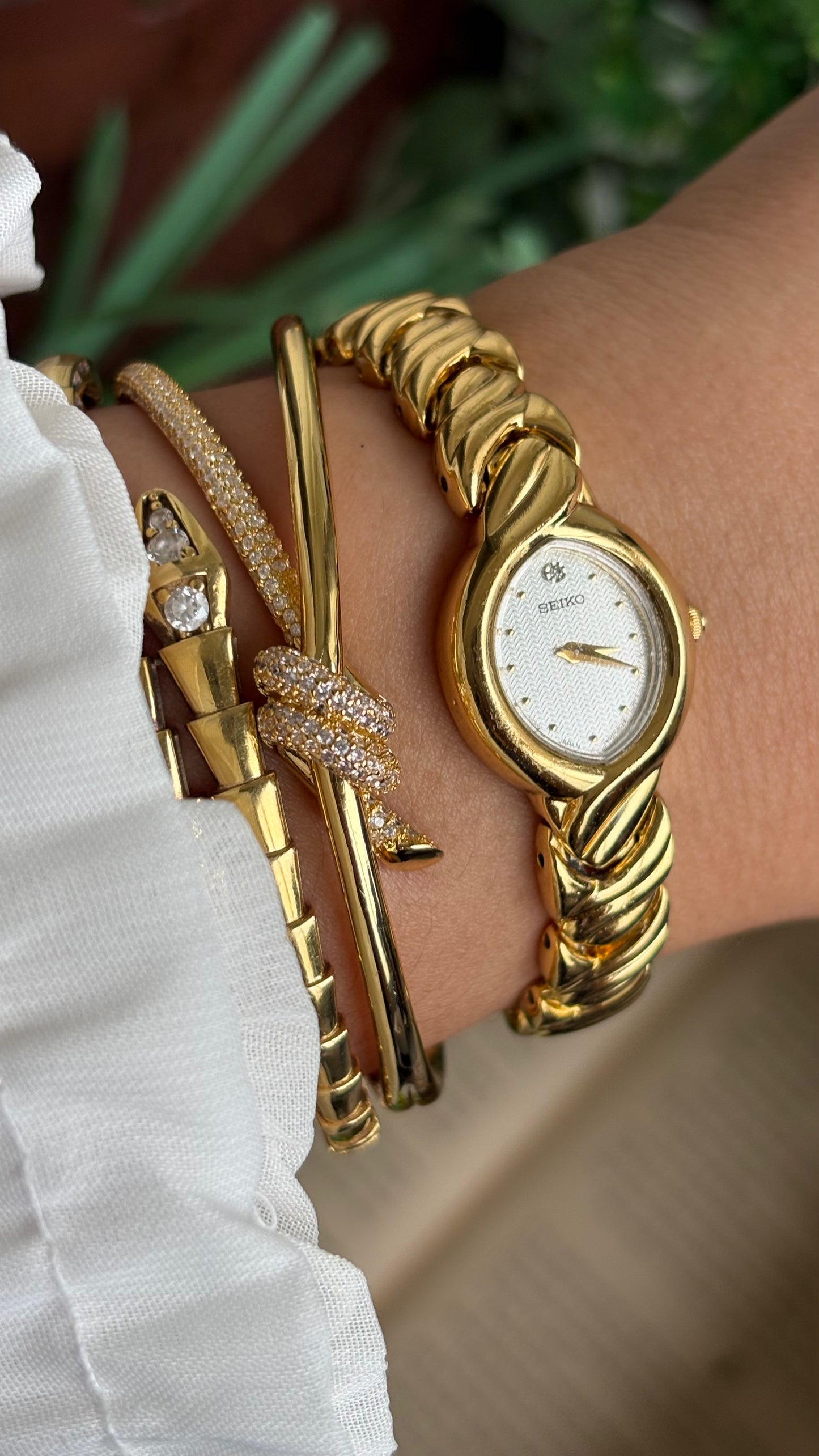 Vintage Seiko Watch in Gold Tone Almond Dial
