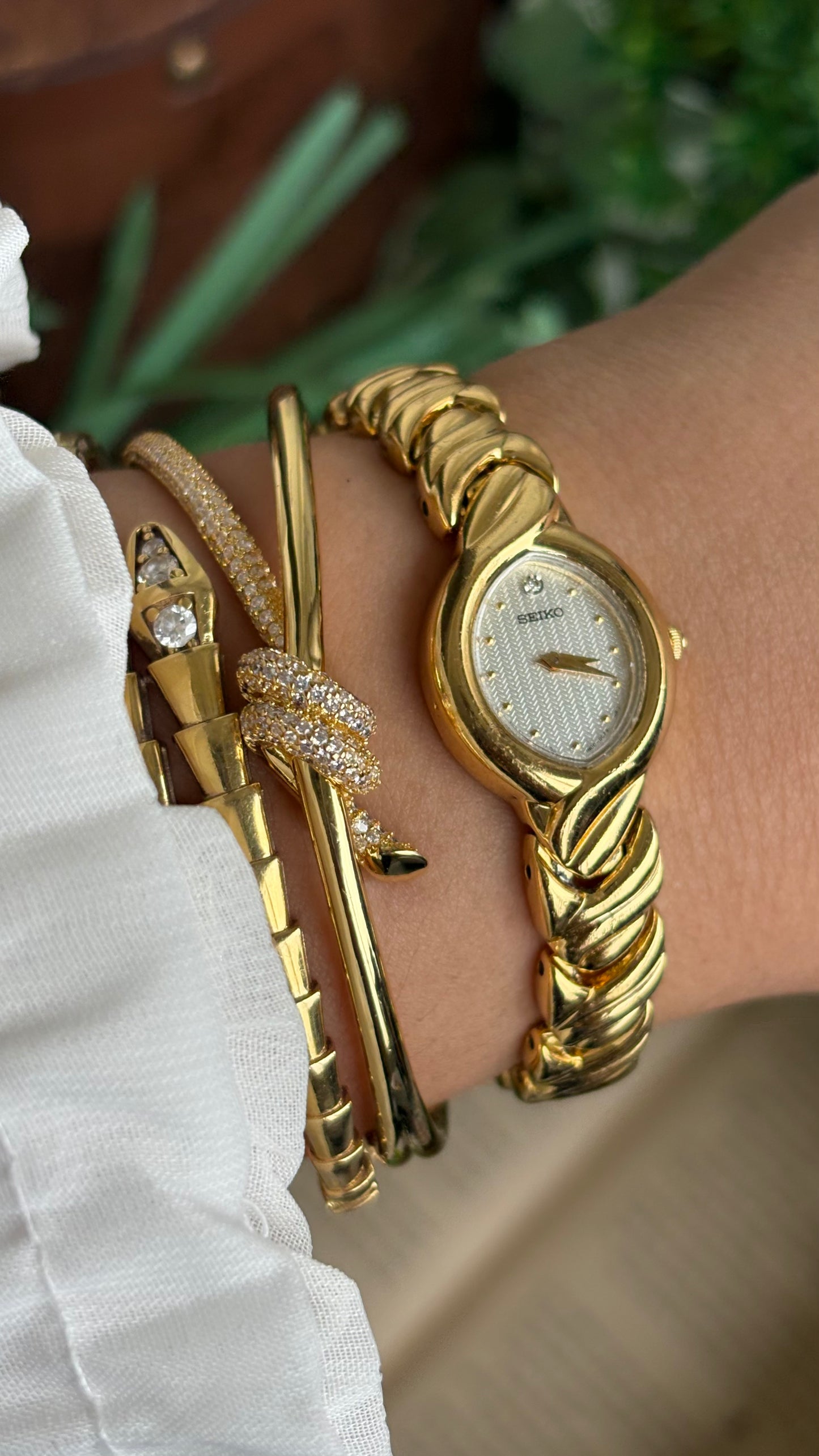 Vintage Seiko Watch in Gold Tone Almond Dial