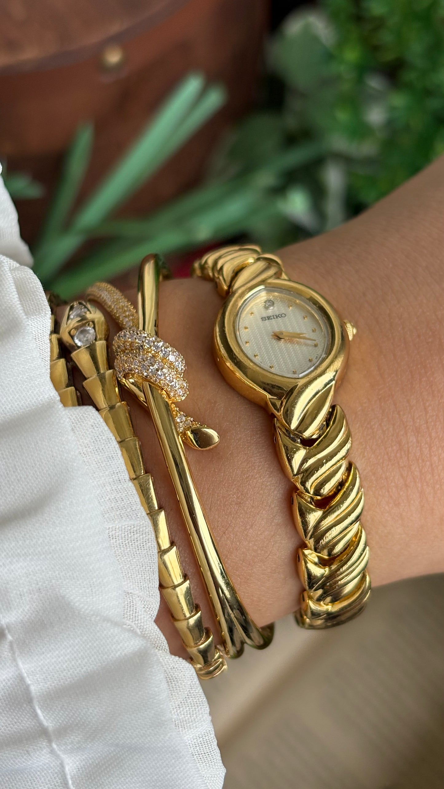 Vintage Seiko Watch in Gold Tone Almond Dial