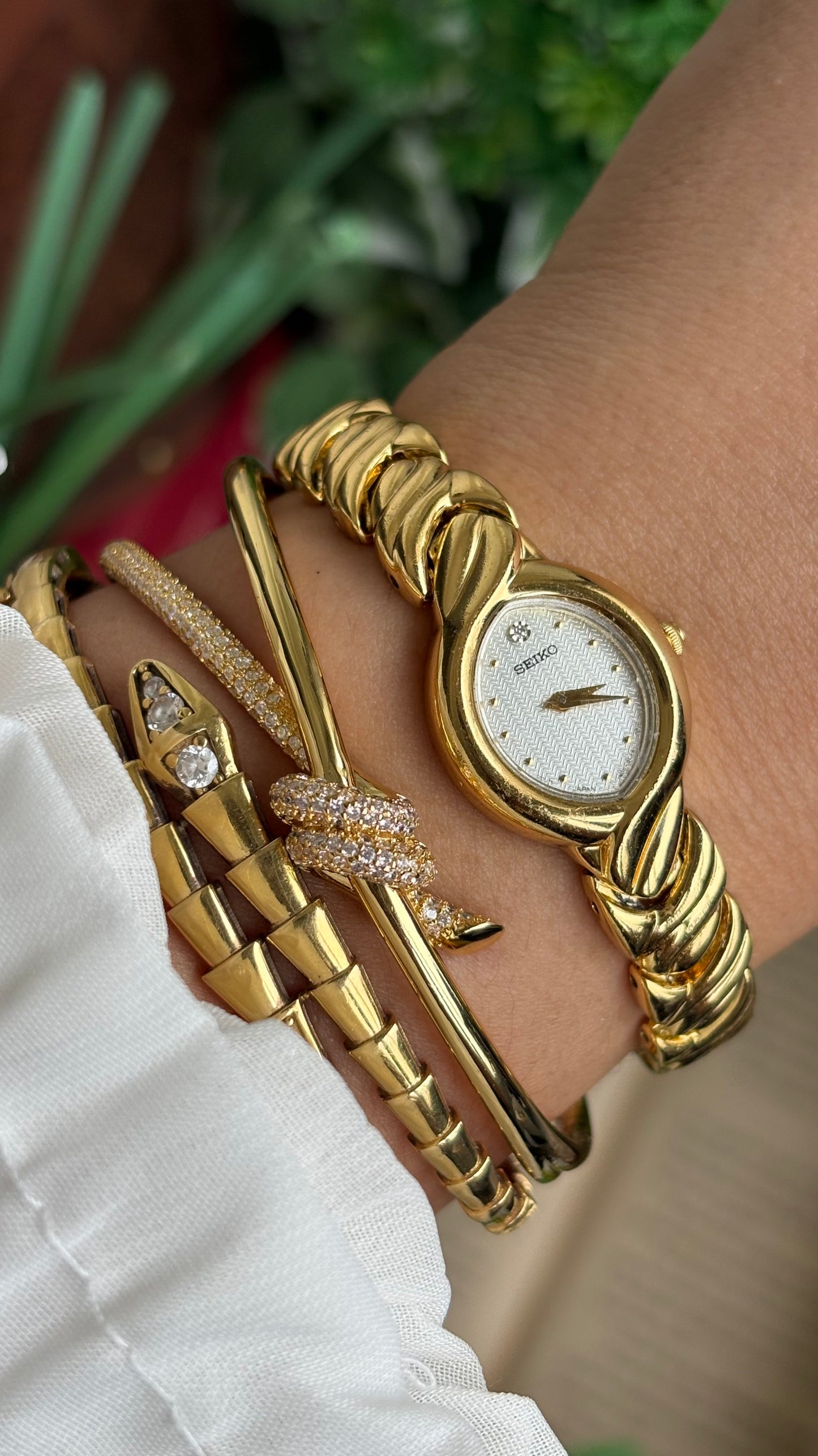 Vintage Seiko Watch in Gold Tone Almond Dial