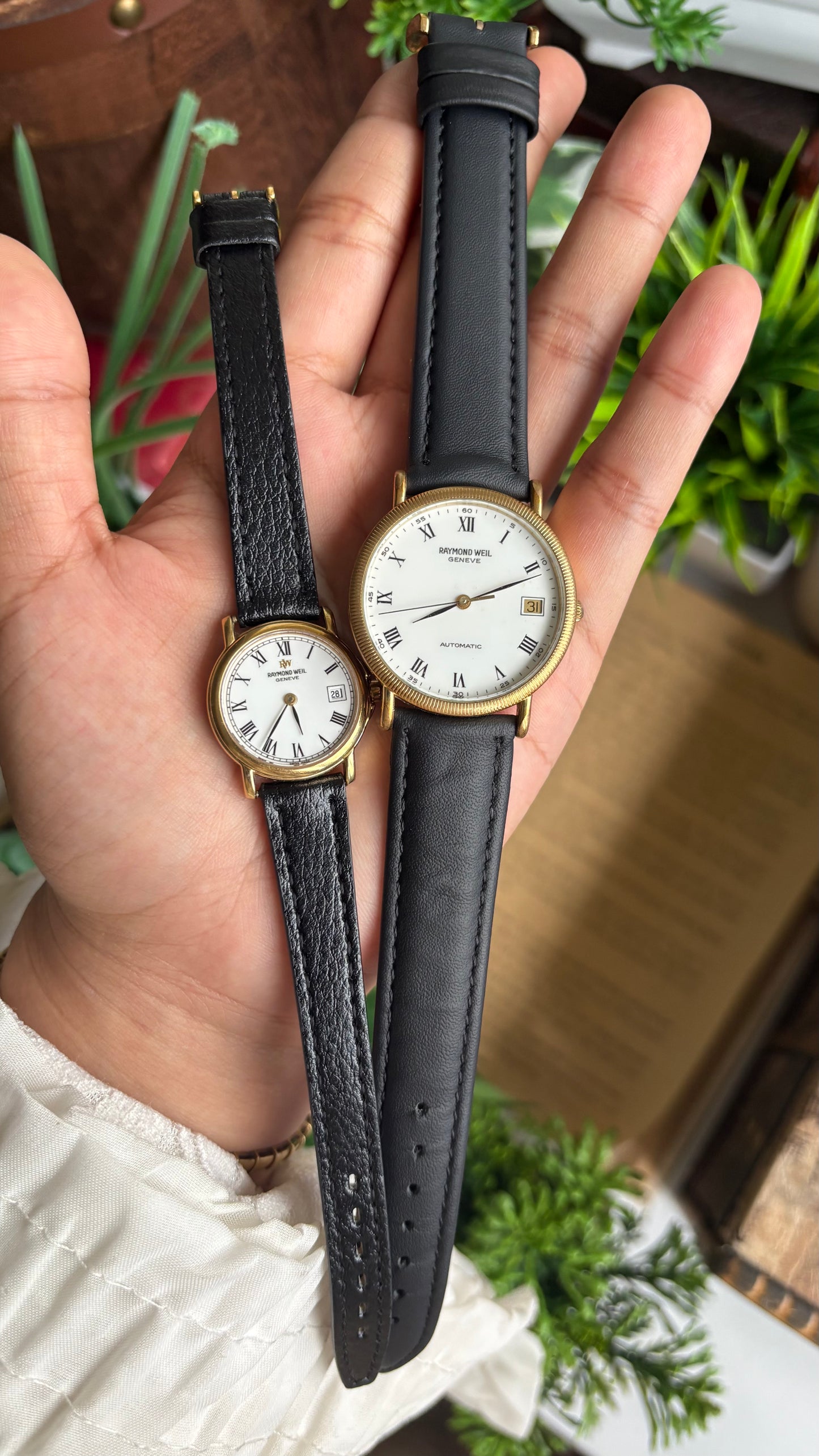 Vintage Raymond Weil Automatic Men’s Dress Watch in Leather Strap Roman Dial with Date Just