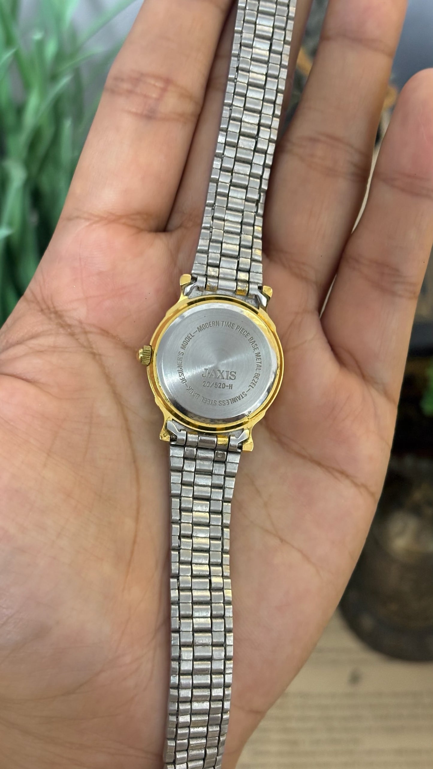 Vintage Jaxis Script Collection Roman Numeral Bezel Watch in Two-Tone Quartz