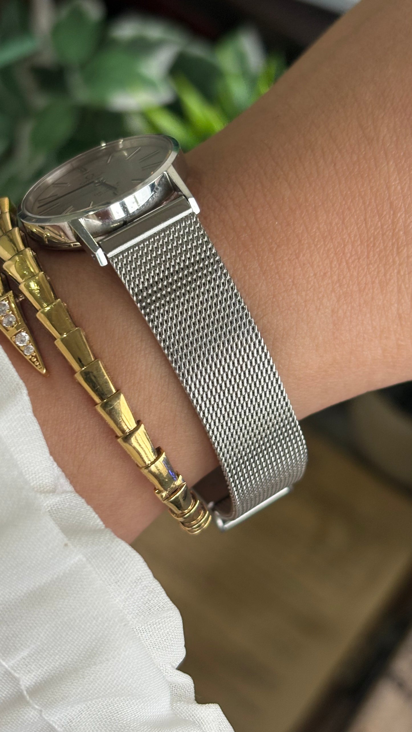Vintage Omega Watch in Silver Tone Mesh Strap (Self-Adjust) with Omega Box