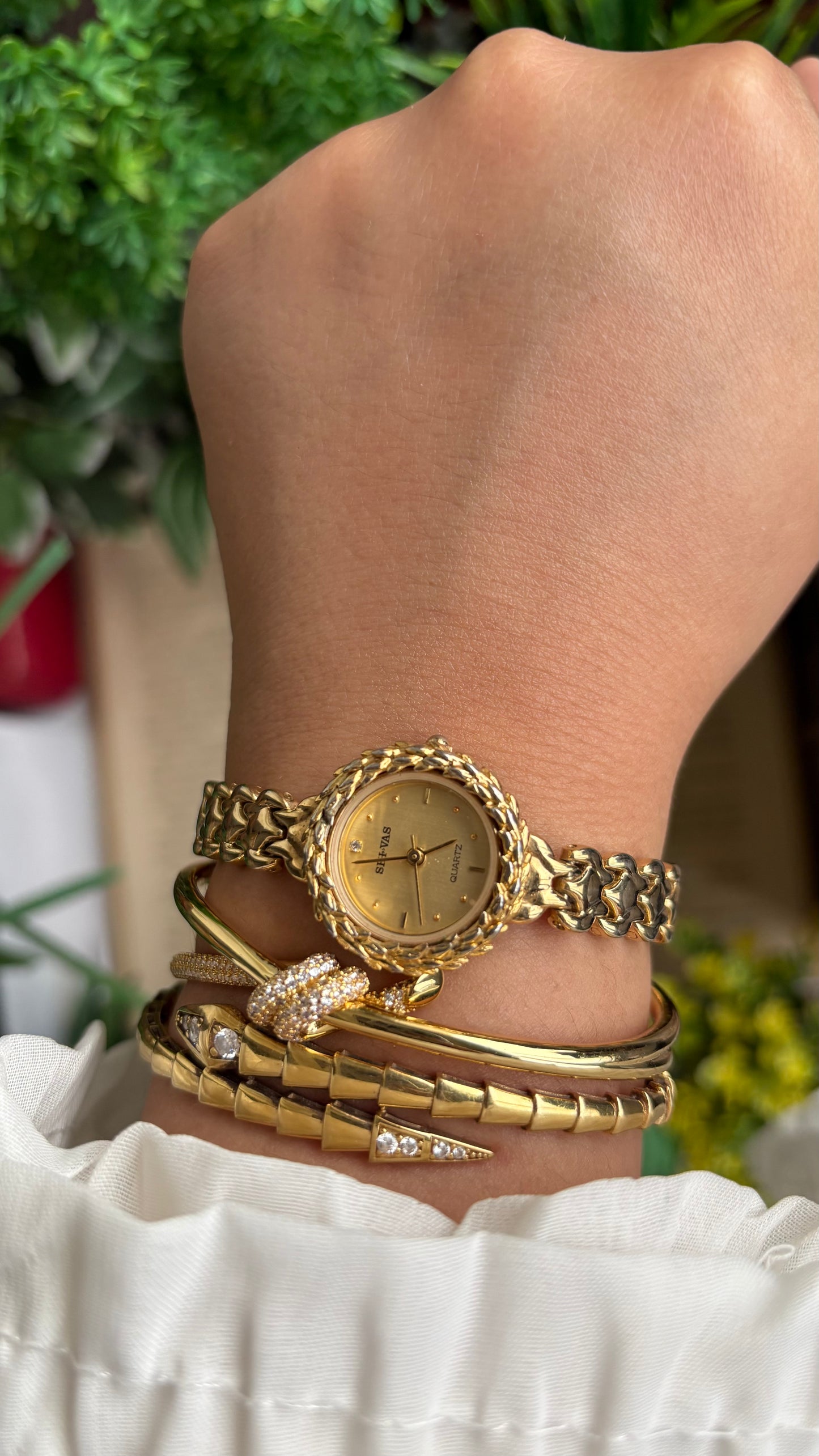 Vintage SHI-VAS Greek Goddess Crown Watch in Gold Tone