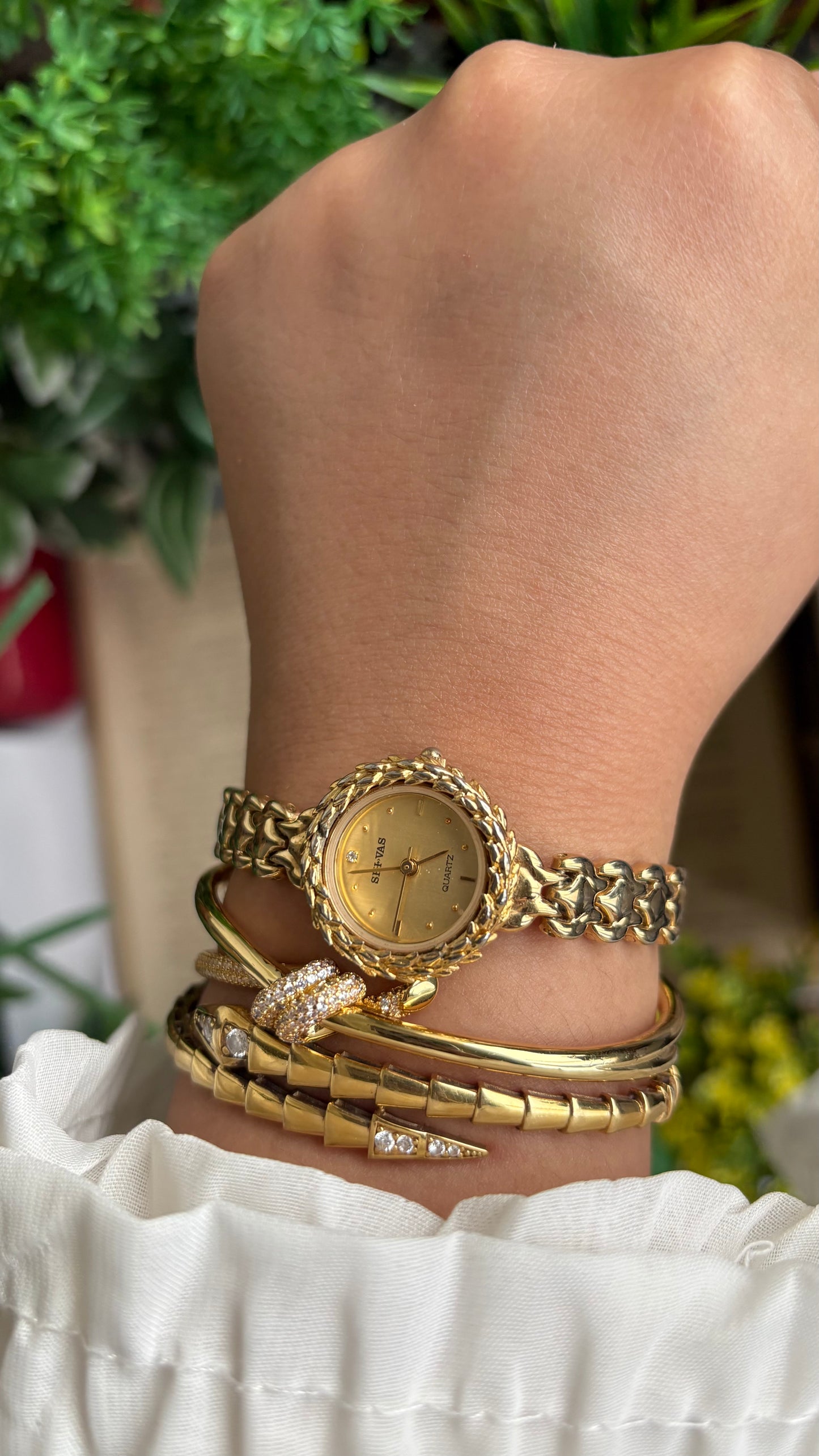 Vintage SHI-VAS Greek Goddess Crown Watch in Gold Tone