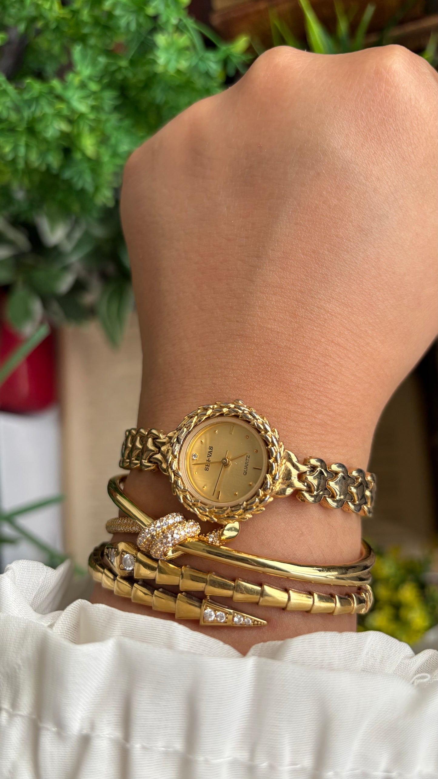 Vintage SHI-VAS Greek Goddess Crown Watch in Gold Tone