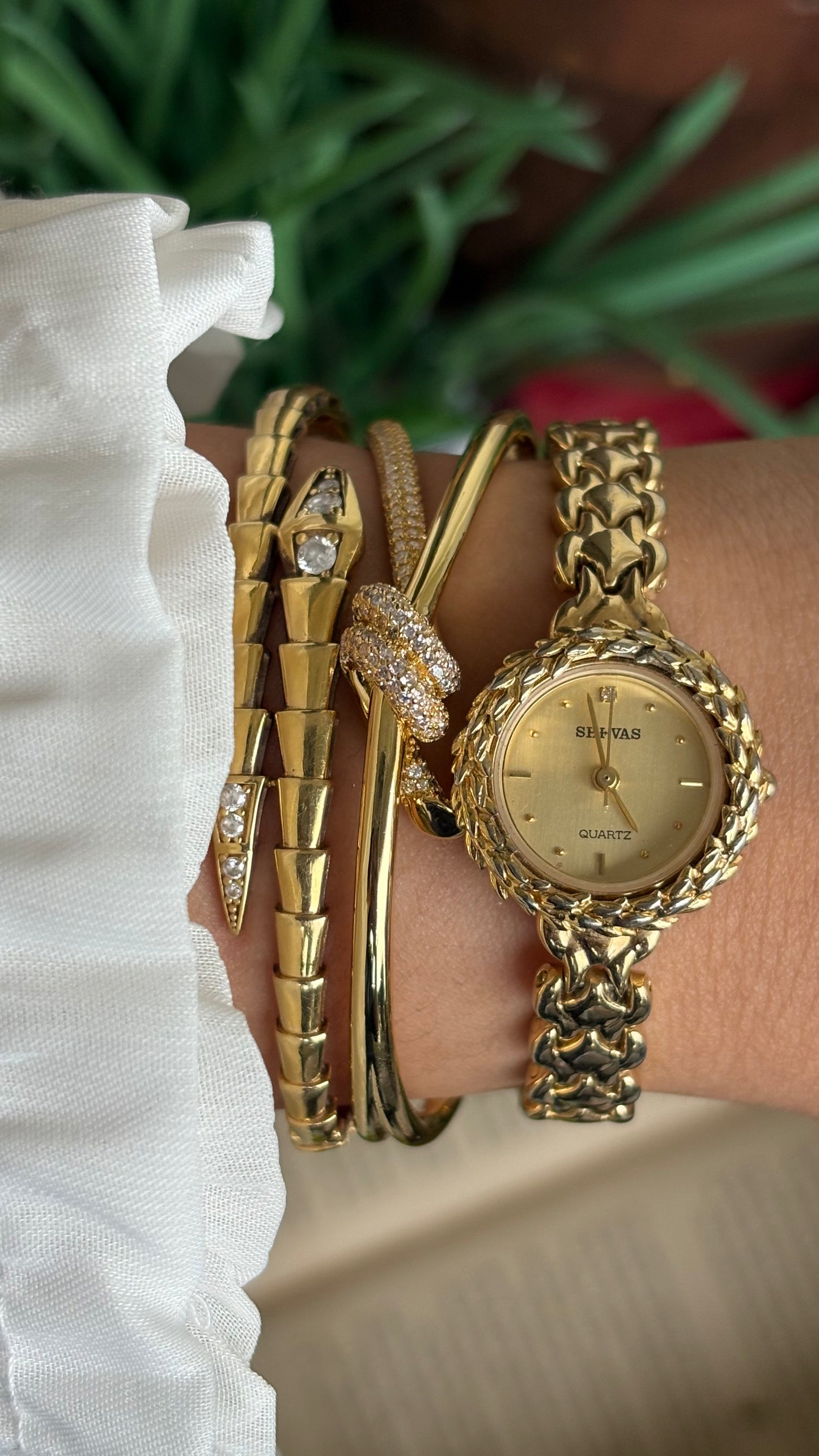 Vintage SHI-VAS Greek Goddess Crown Watch in Gold Tone