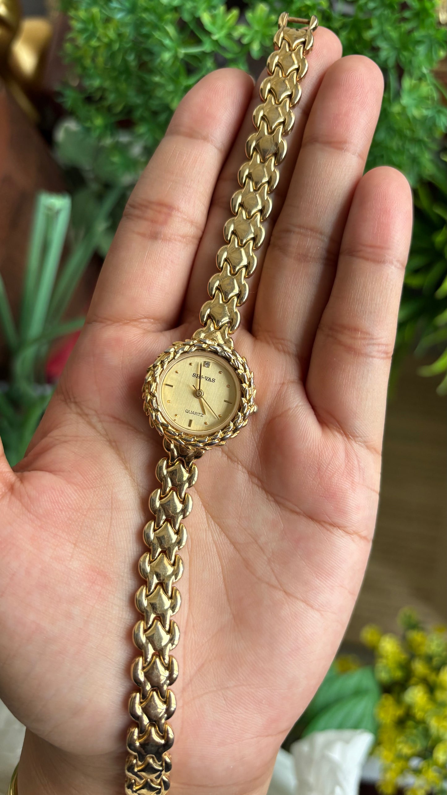 Vintage SHI-VAS Greek Goddess Crown Watch in Gold Tone