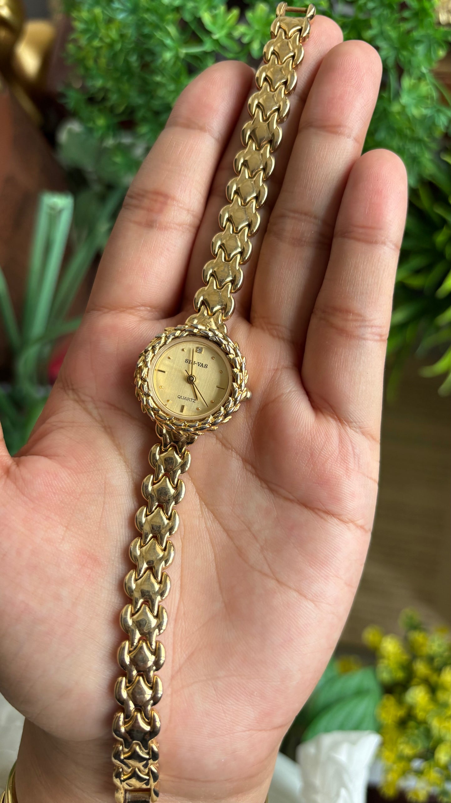 Vintage SHI-VAS Greek Goddess Crown Watch in Gold Tone