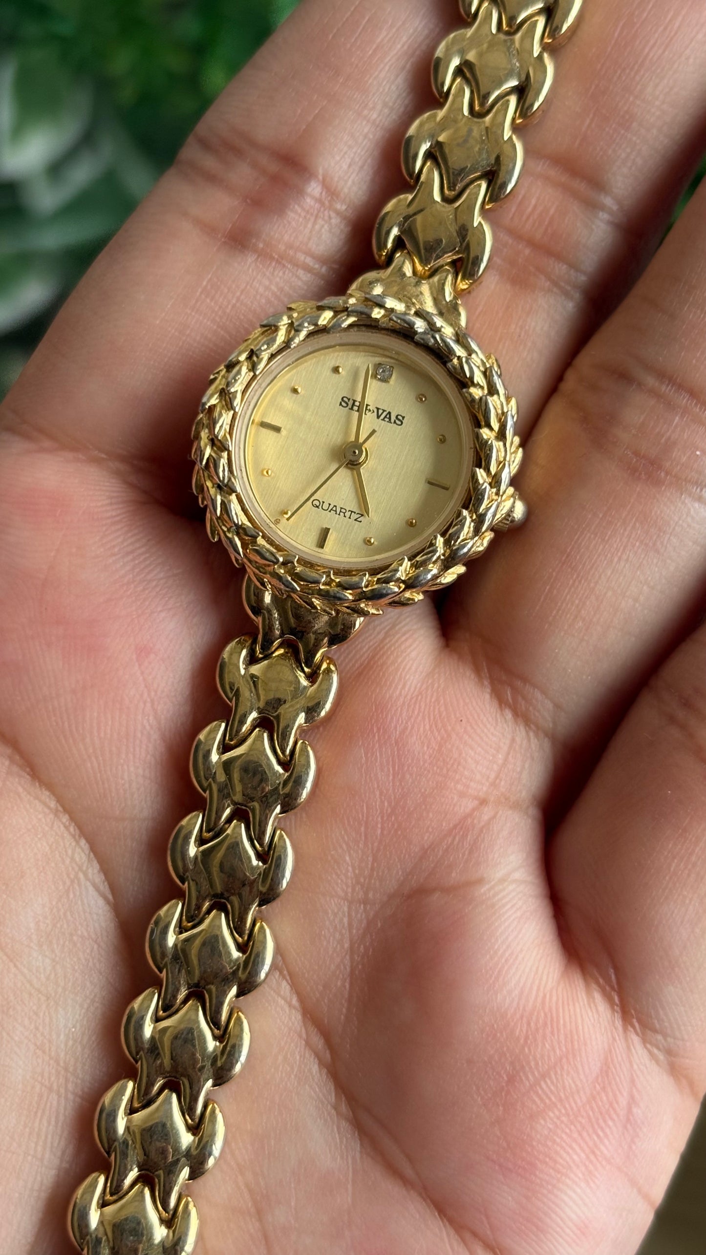 Vintage SHI-VAS Greek Goddess Crown Watch in Gold Tone