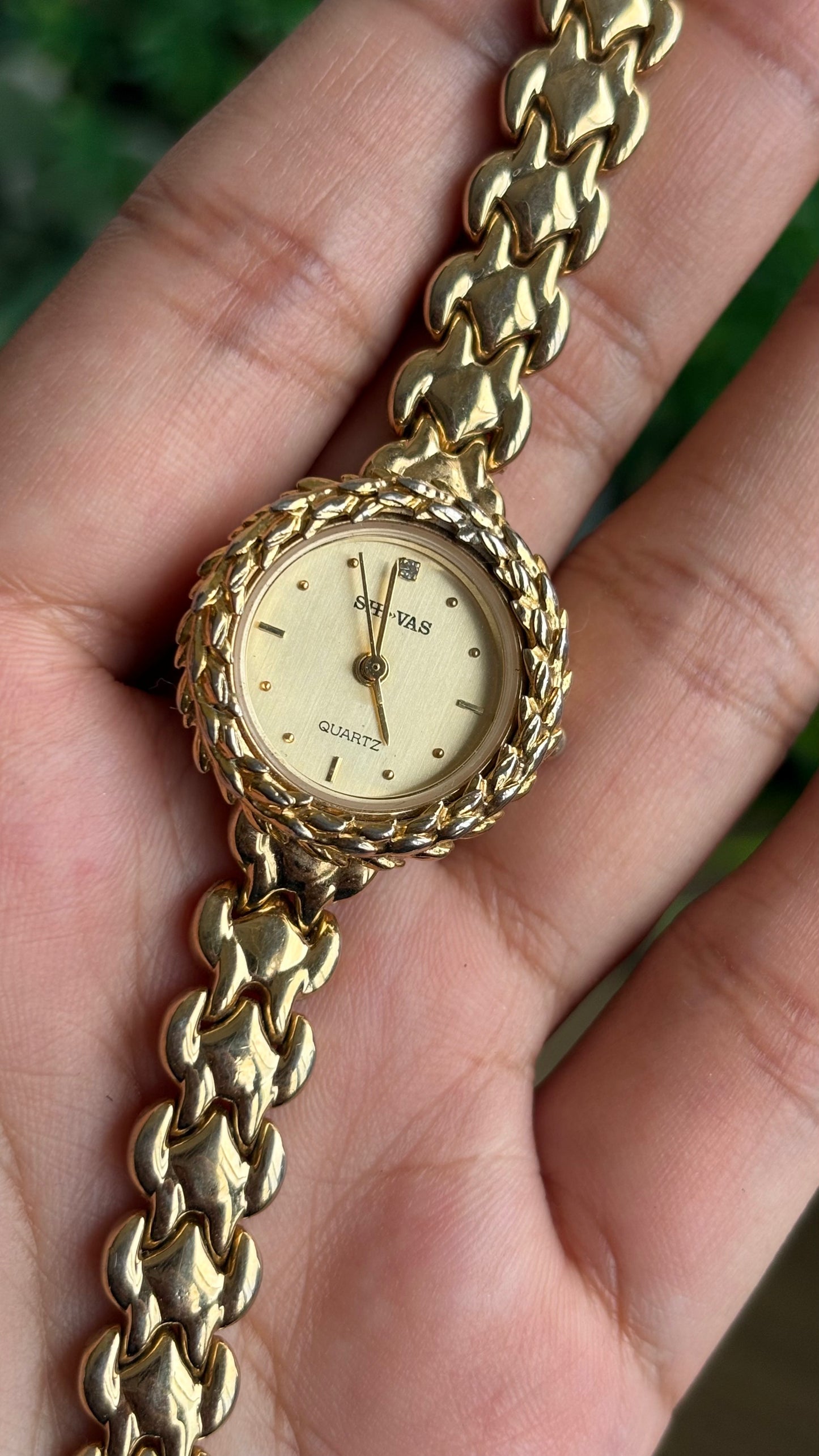 Vintage SHI-VAS Greek Goddess Crown Watch in Gold Tone
