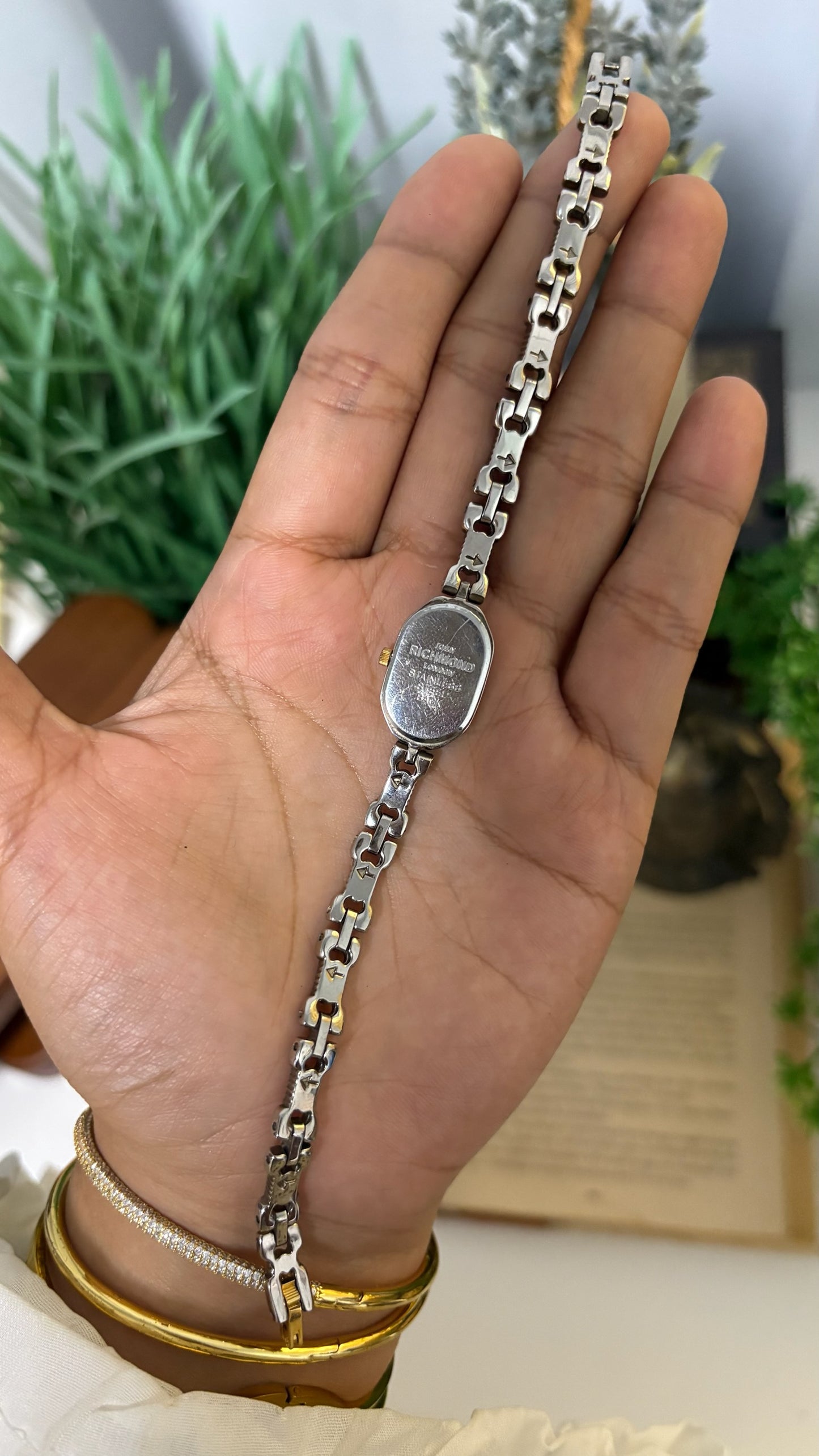 Vintage John Richmond Oval Watch with Two-Tone Link Bracelet