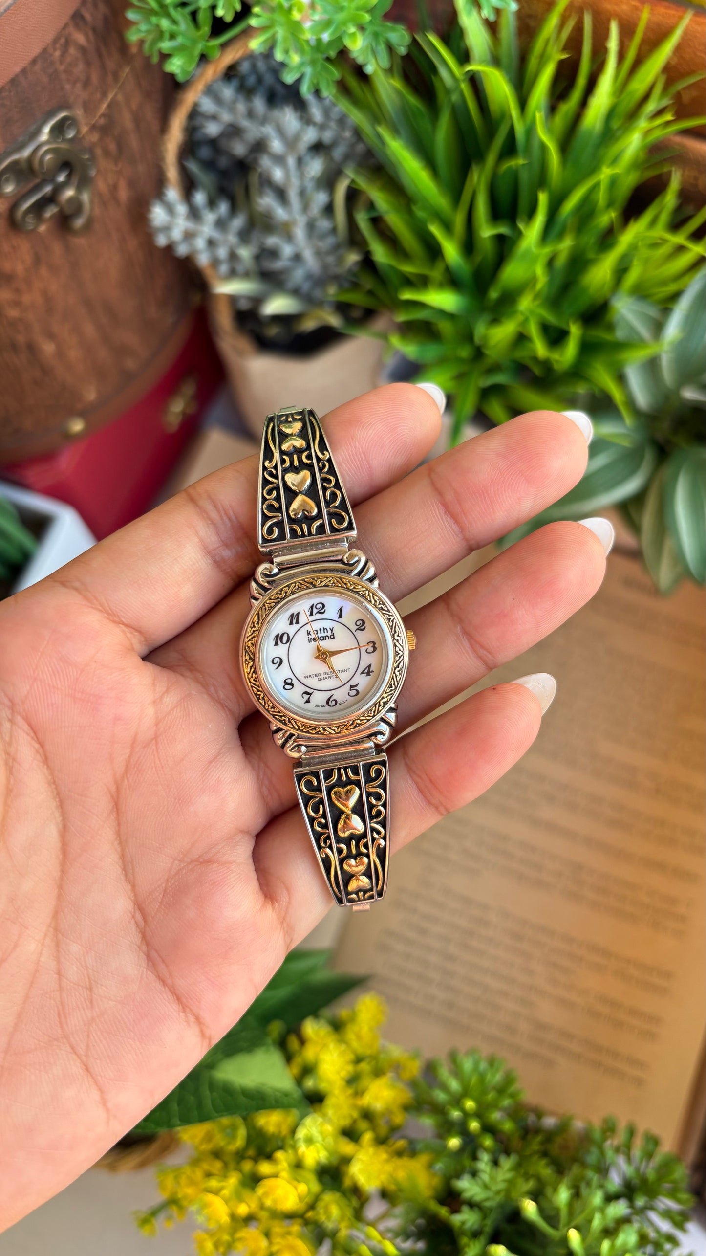 Coquette Vintage Kathy Ireland Watch in Two-Tone Pearl Dial Heart Straps