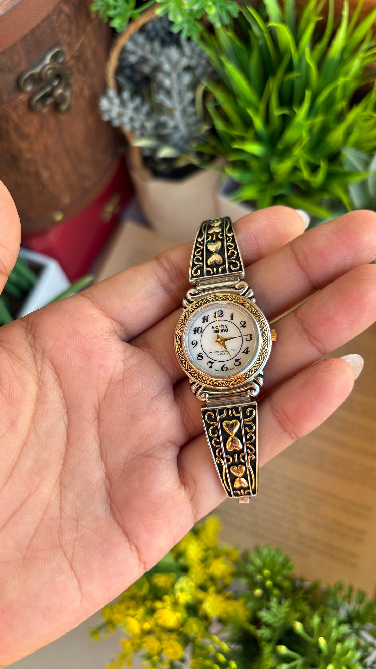 Coquette Vintage Kathy Ireland Watch in Two-Tone Pearl Dial Heart Straps
