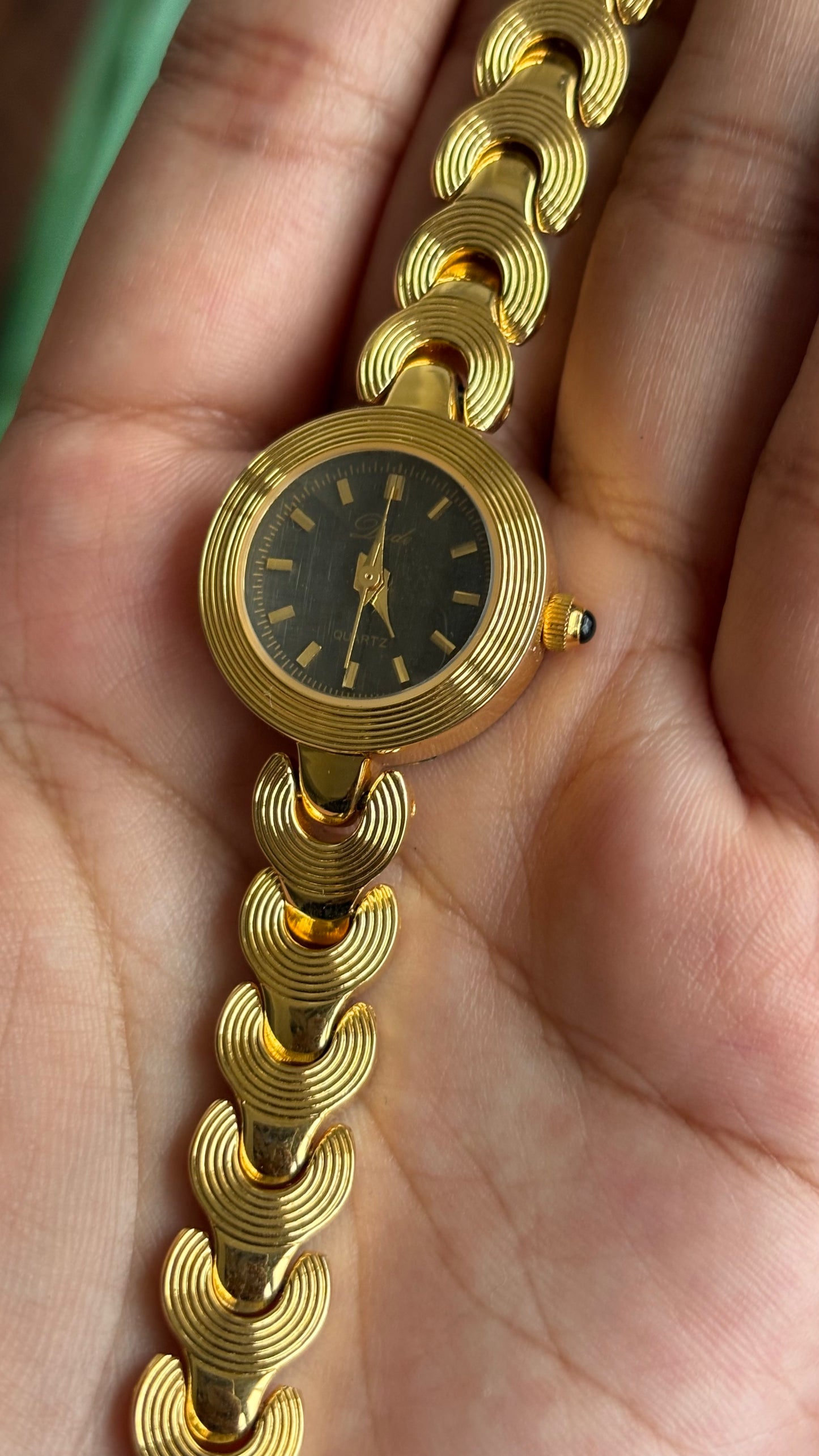 Vintage J-Axis Watch in Gold Tone Dark Bluish Grey Textured Dial
