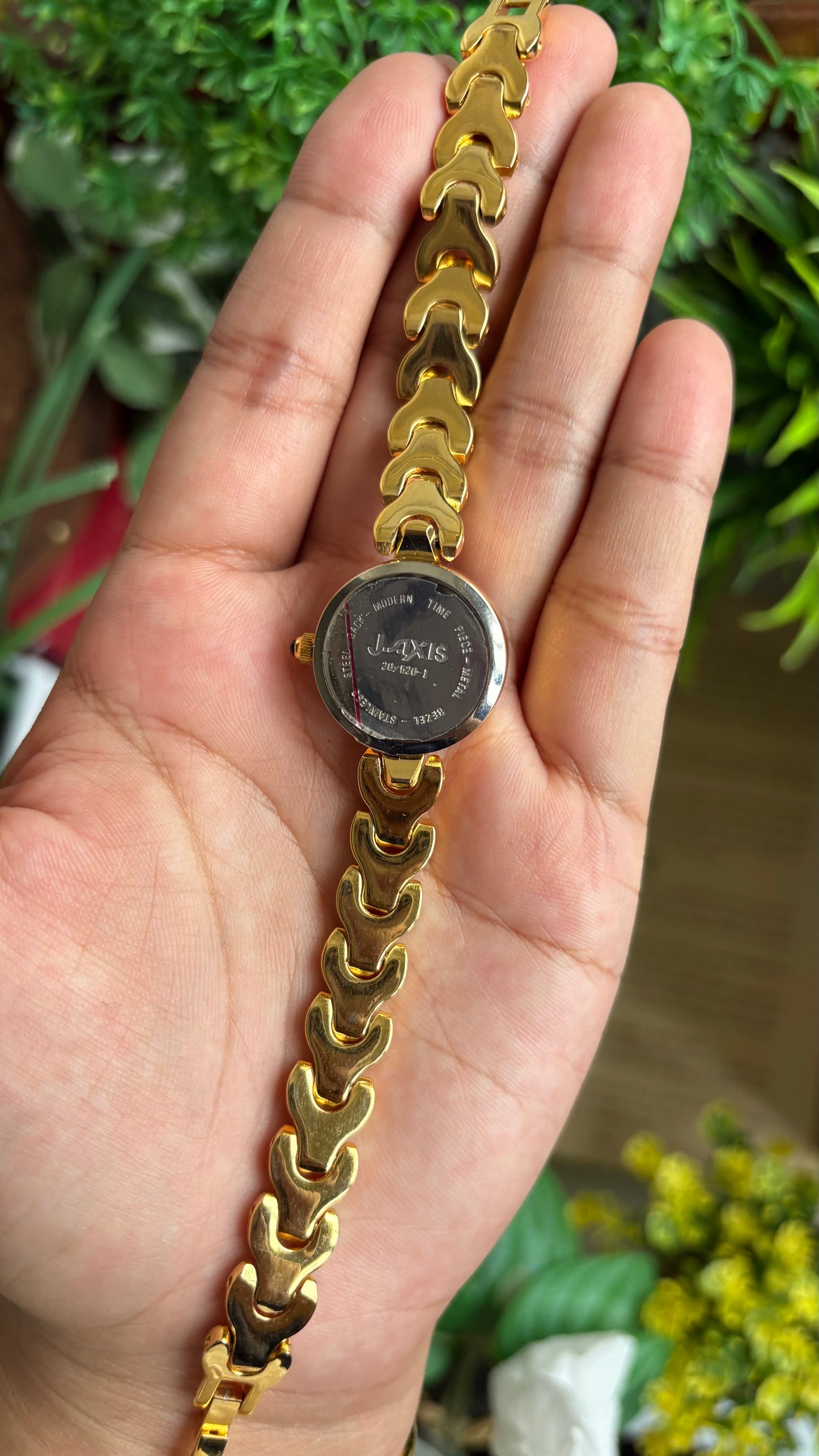Vintage J-Axis Watch in Gold Tone Dark Bluish Grey Textured Dial