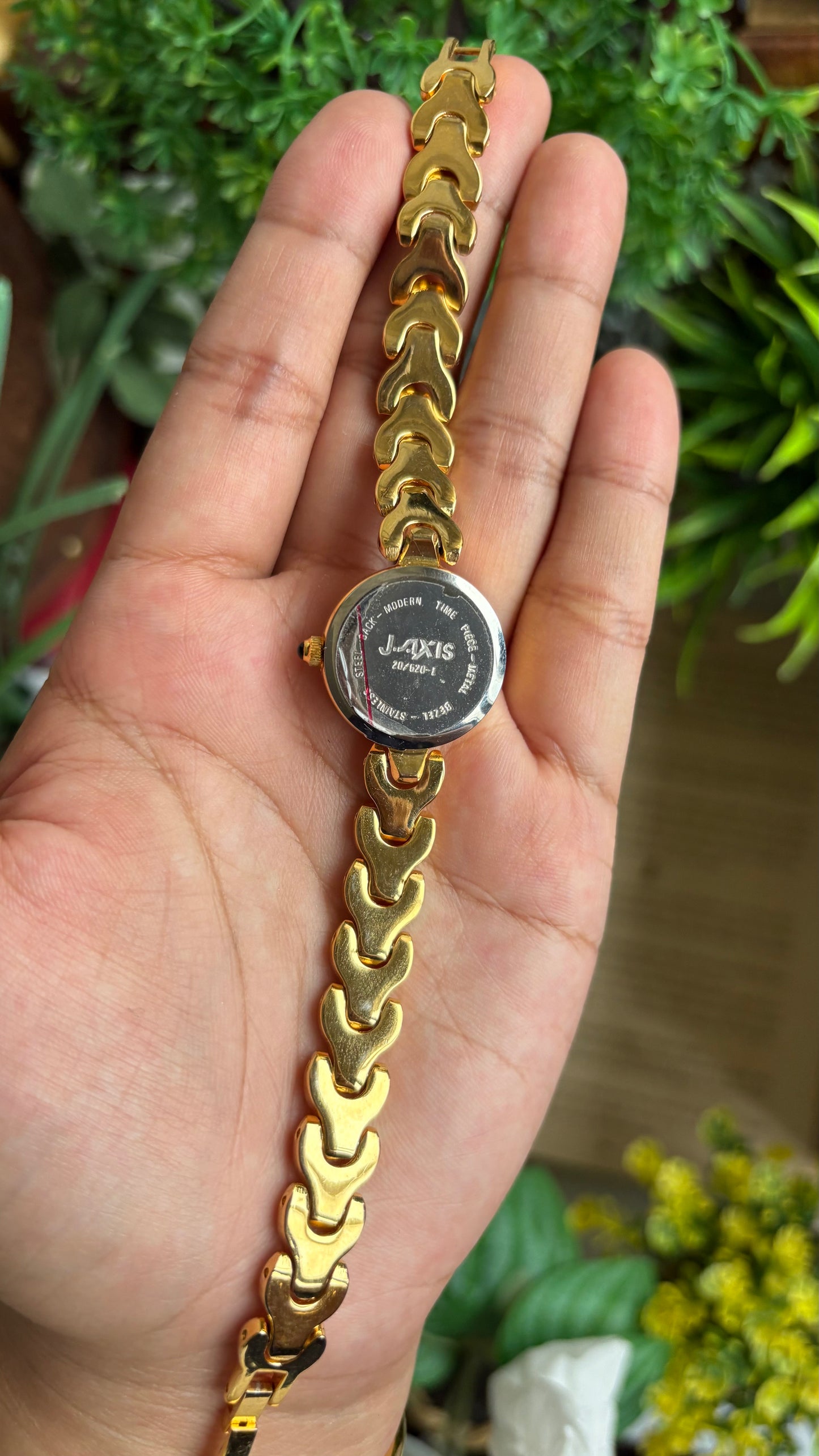 Vintage J-Axis Watch in Gold Tone Dark Bluish Grey Textured Dial