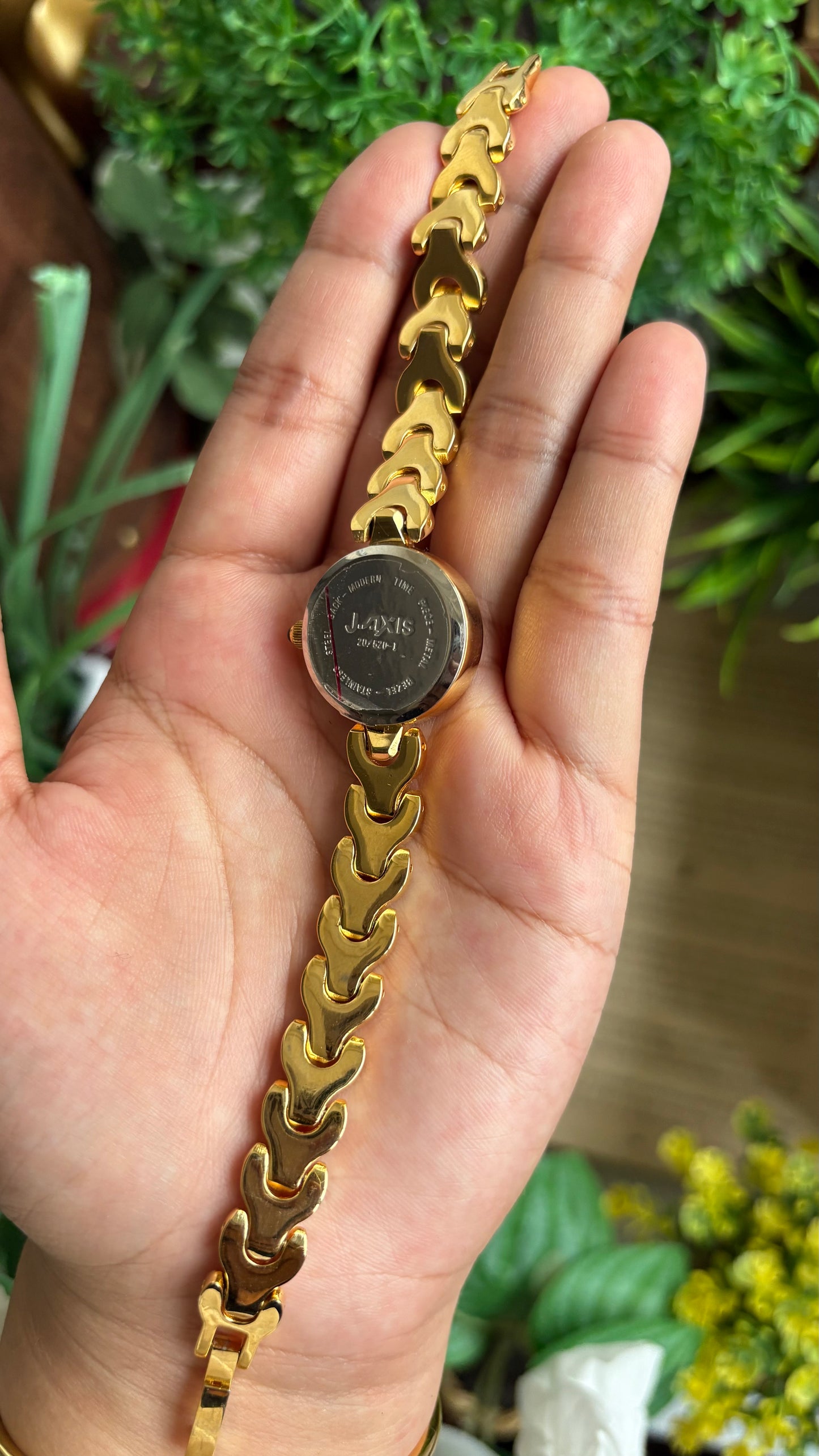 Vintage J-Axis Watch in Gold Tone Dark Bluish Grey Textured Dial