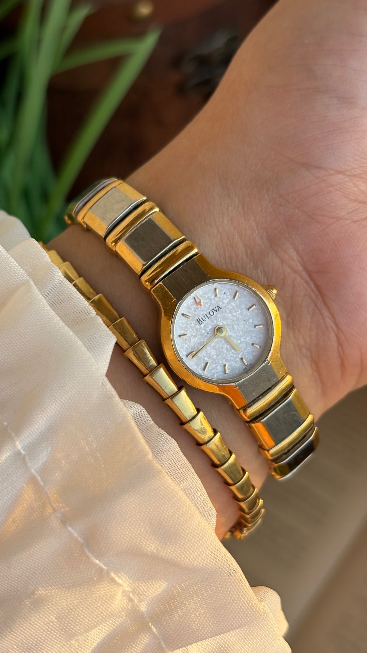 Rare Vintage Bulova Watch in Two-Tone Glittery Dial