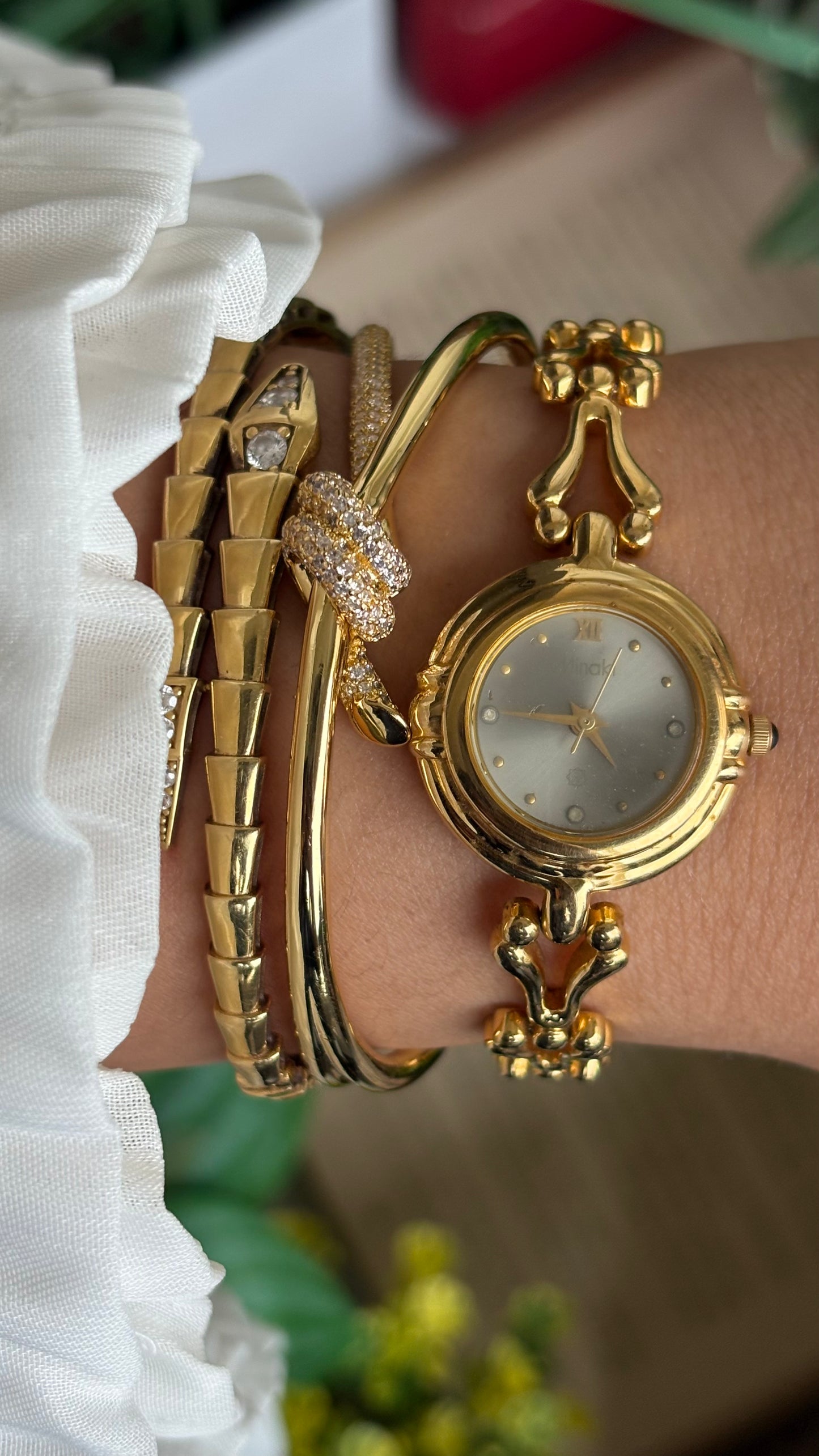 Vintage Minaki Bracelet Watch in Gold Tone