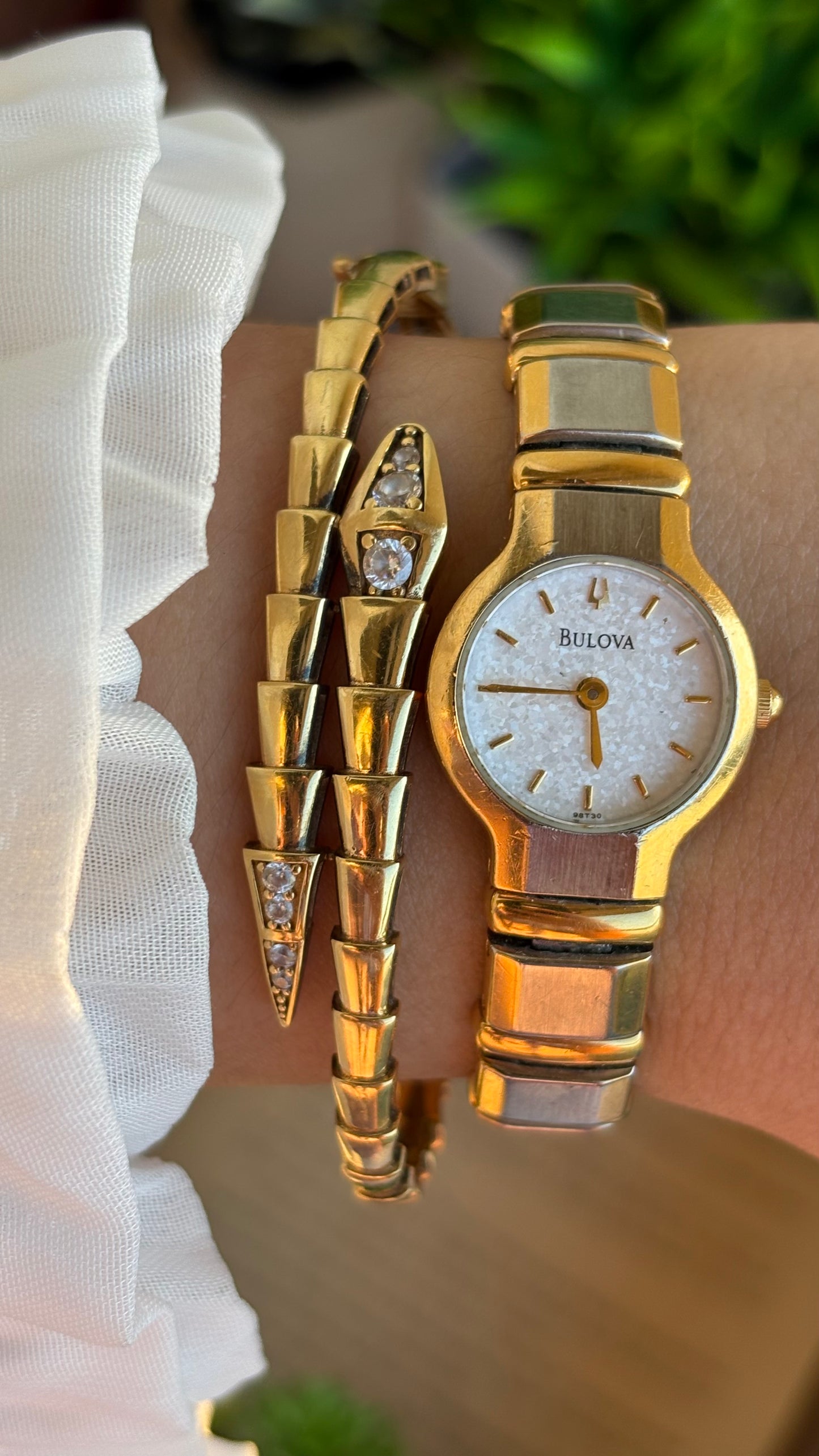 Rare Vintage Bulova Watch in Two-Tone Glittery Dial