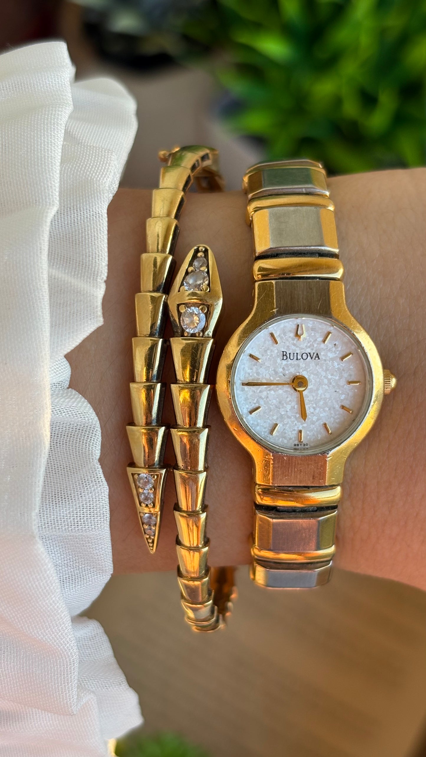 Rare Vintage Bulova Watch in Two-Tone Glittery Dial