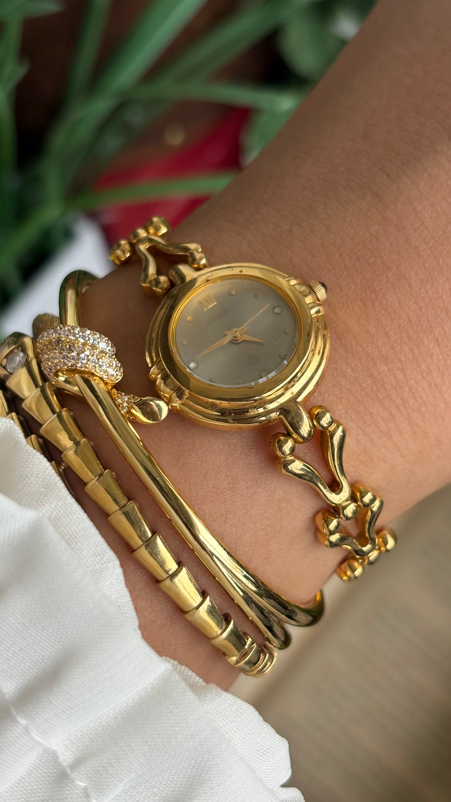 Vintage Minaki Bracelet Watch in Gold Tone