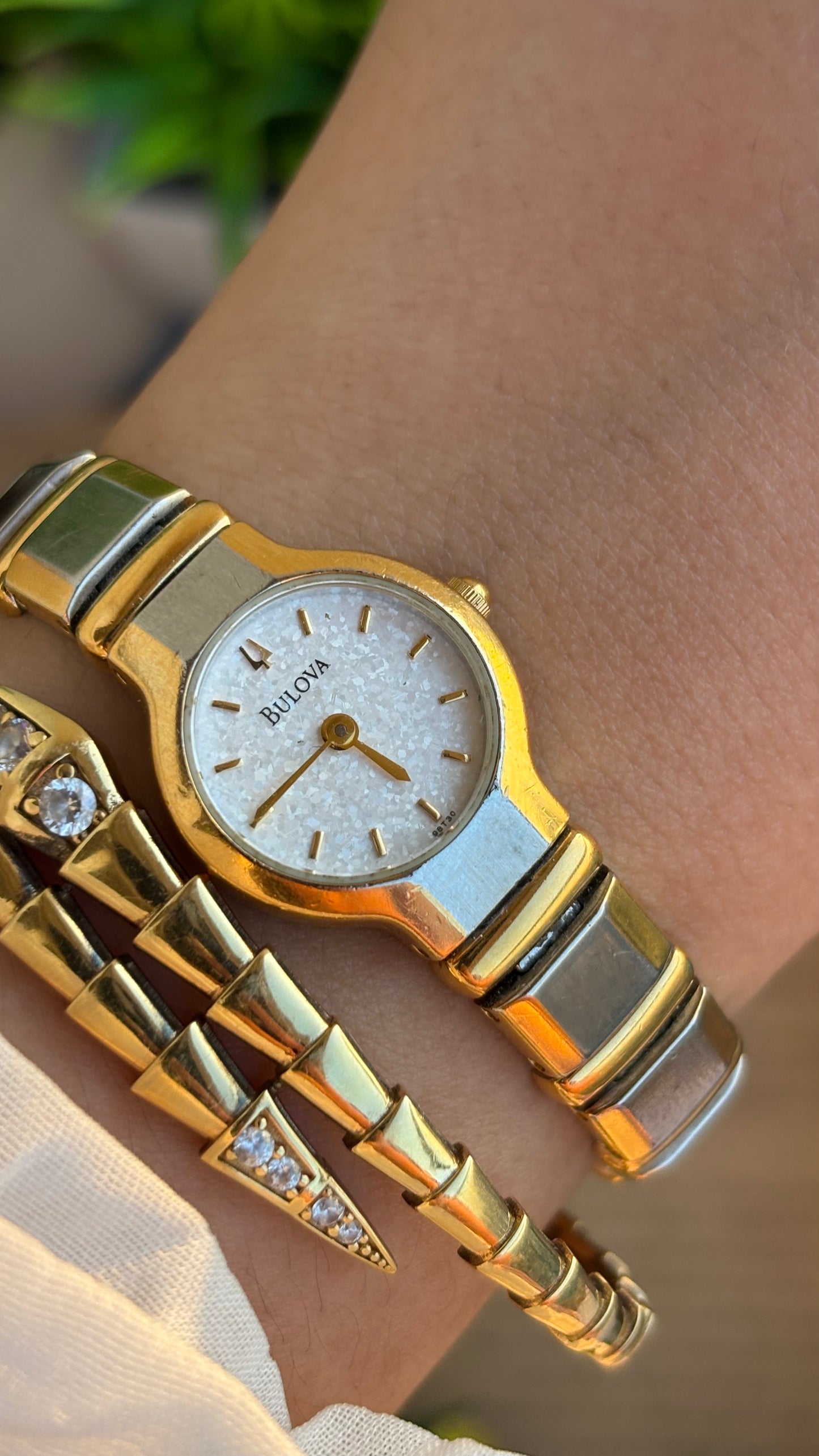 Rare Vintage Bulova Watch in Two-Tone Glittery Dial