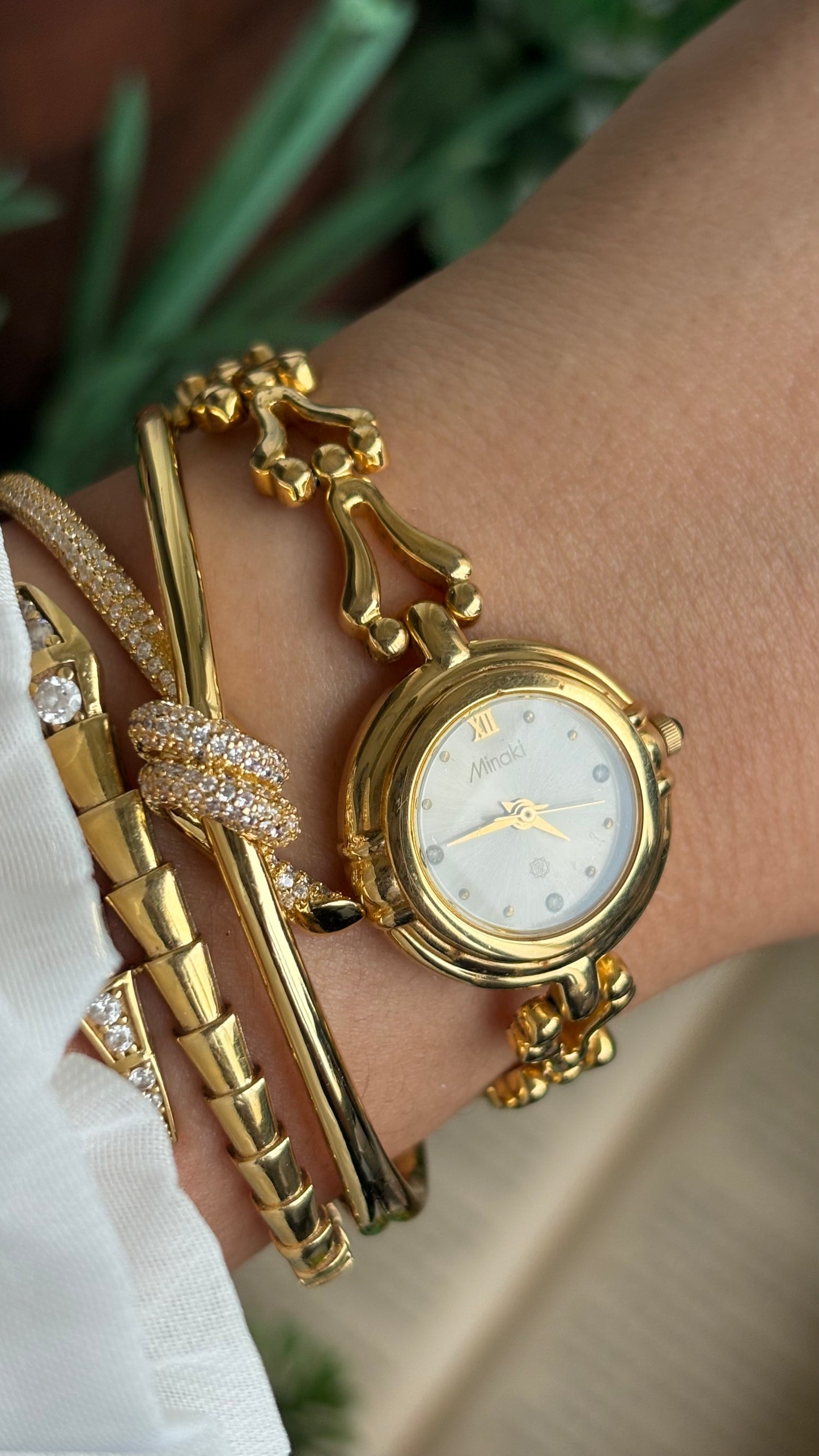 Vintage Minaki Bracelet Watch in Gold Tone