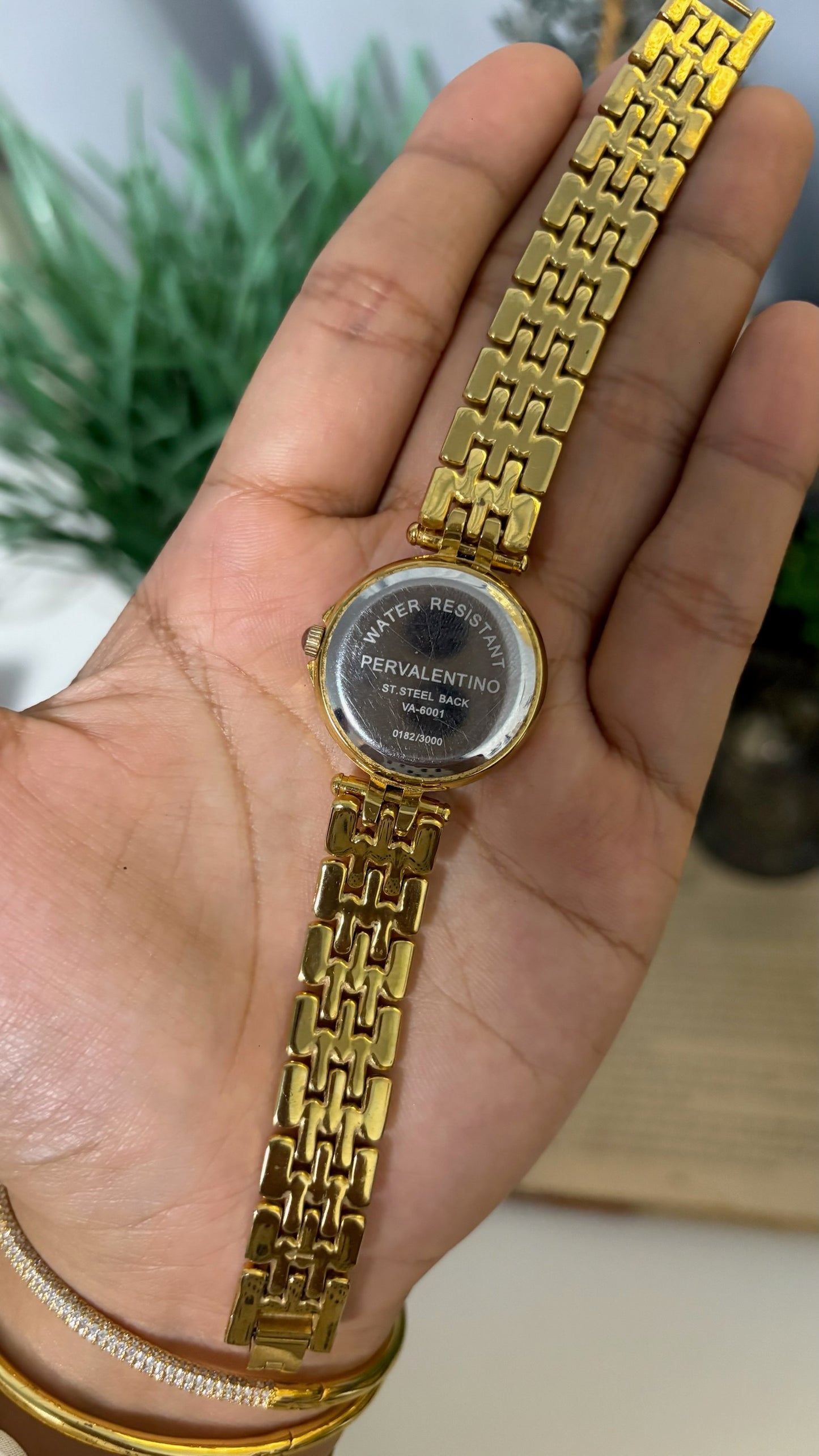 Vintage Pierra Valentino Black Dial Watch with Multi-Link Bracelet in Gold Tone Quartz