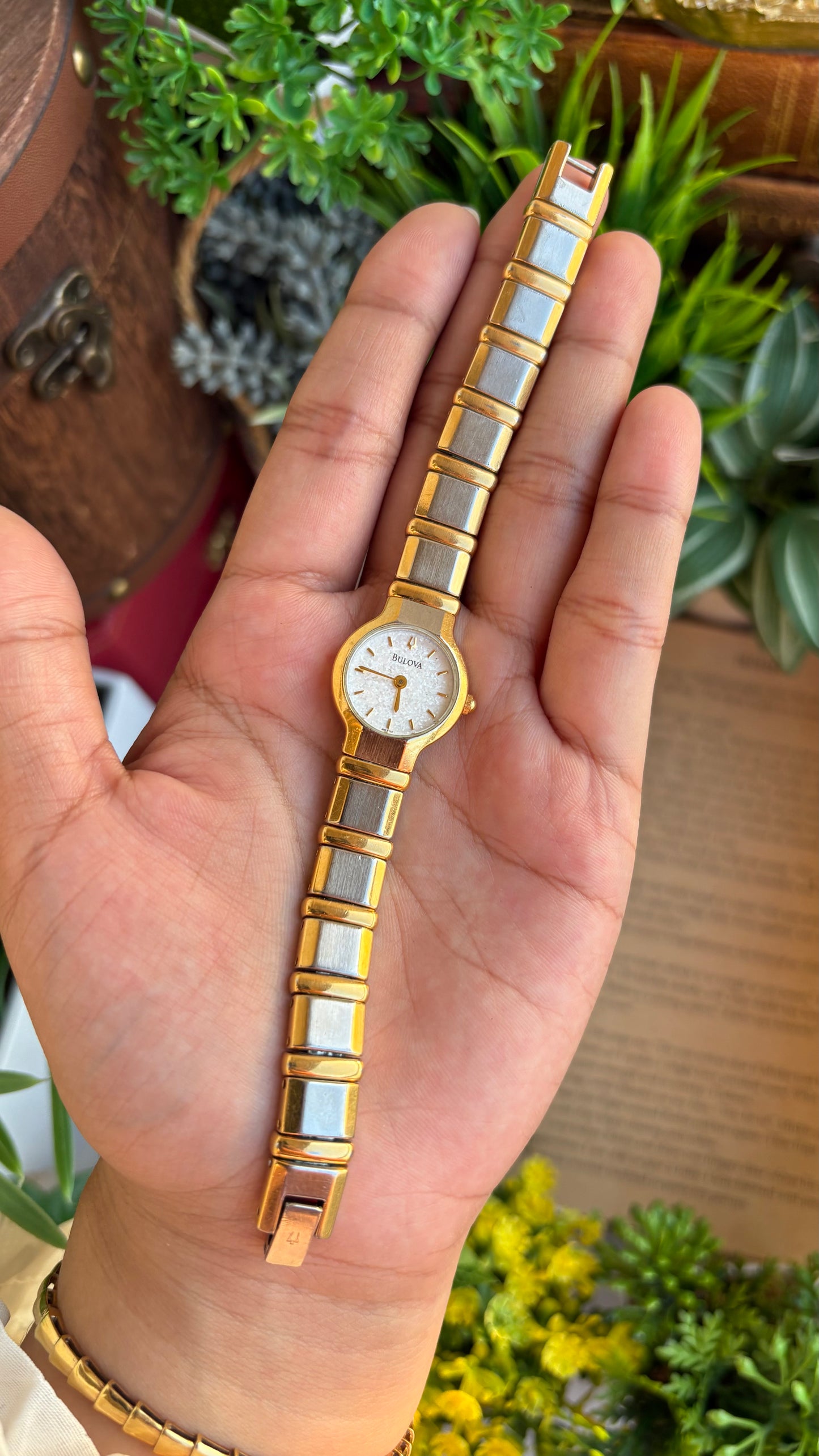 Rare Vintage Bulova Watch in Two-Tone Glittery Dial