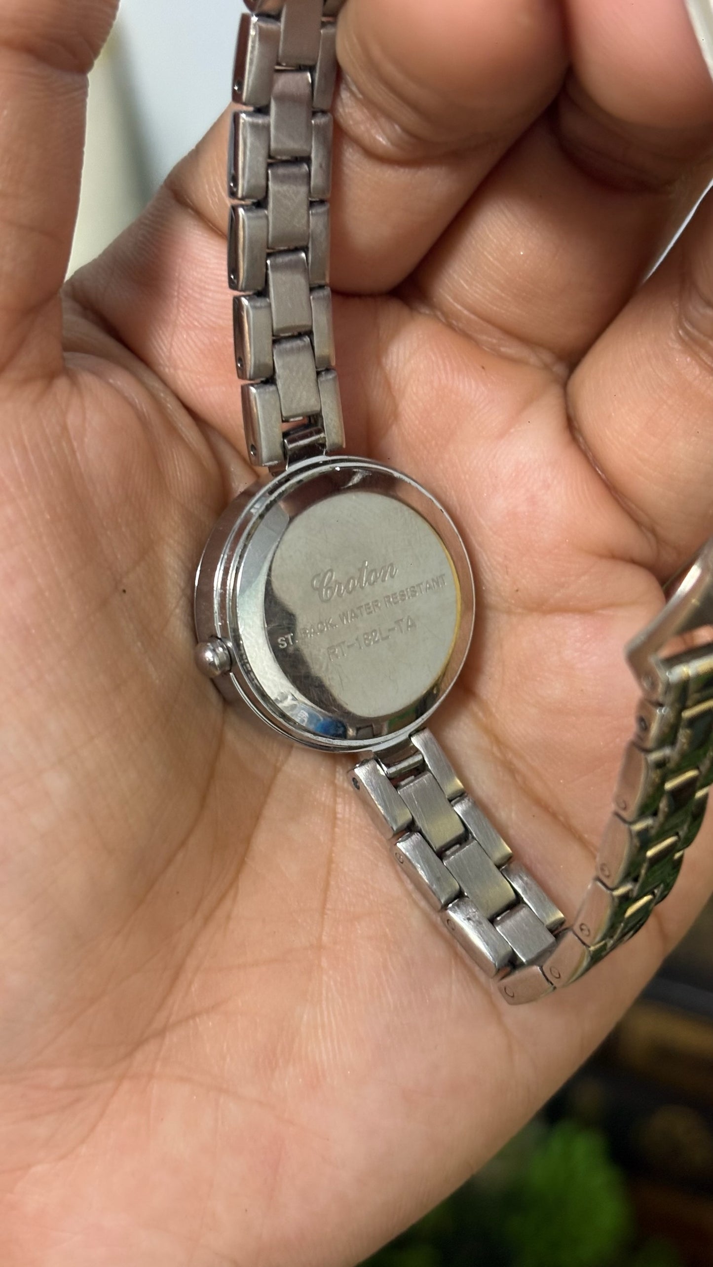 Vintage Croton Round Watch with Single-Link Bracelet in Silver Tone Quartz