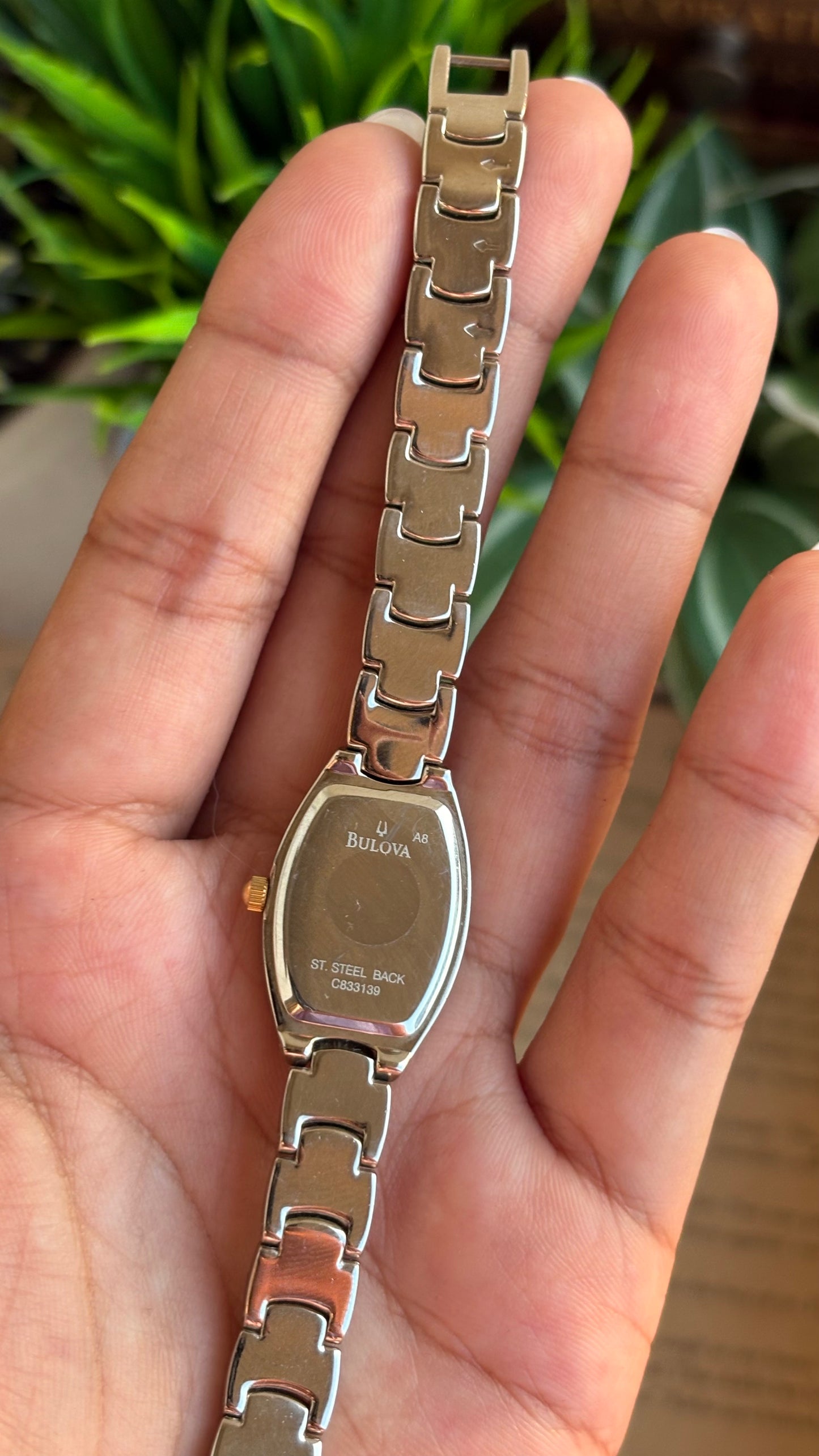 Vintage Caravelle by Bulova Watch in Two-Tone with Beautiful Art on Bracelet