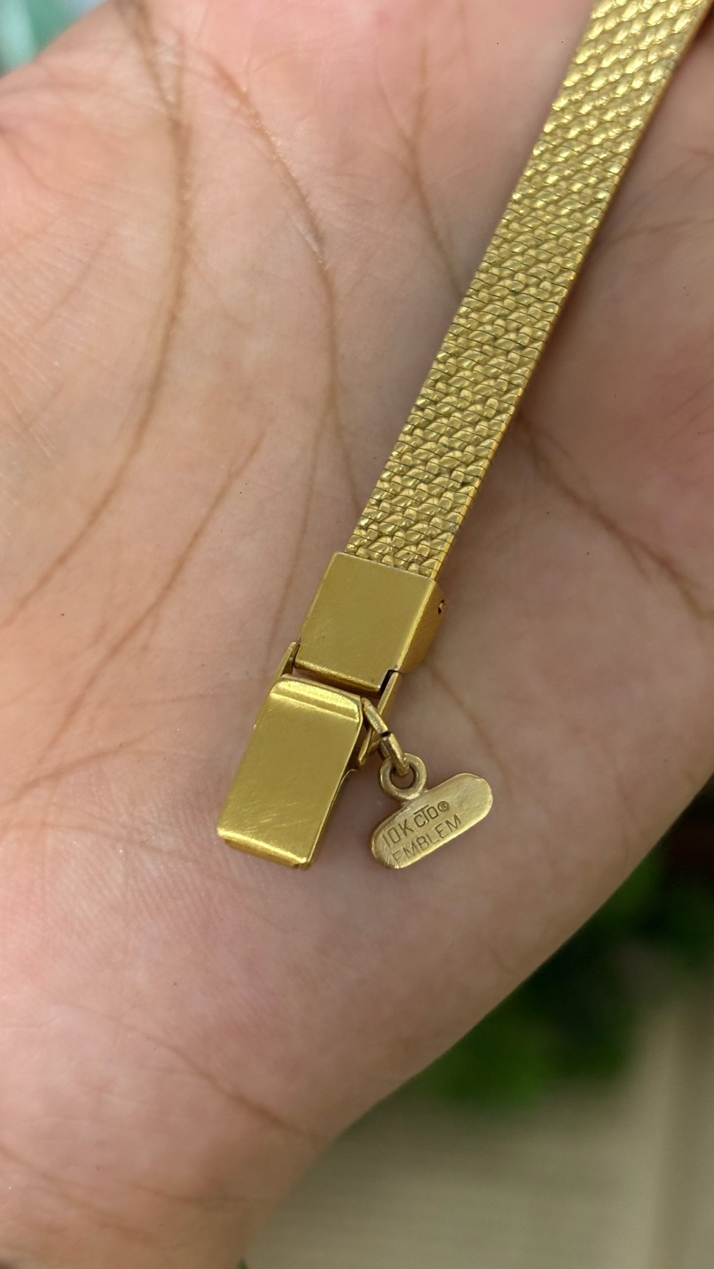 Vintage Bulova Rectangular Watch with Gold Tone Textured Link Strap