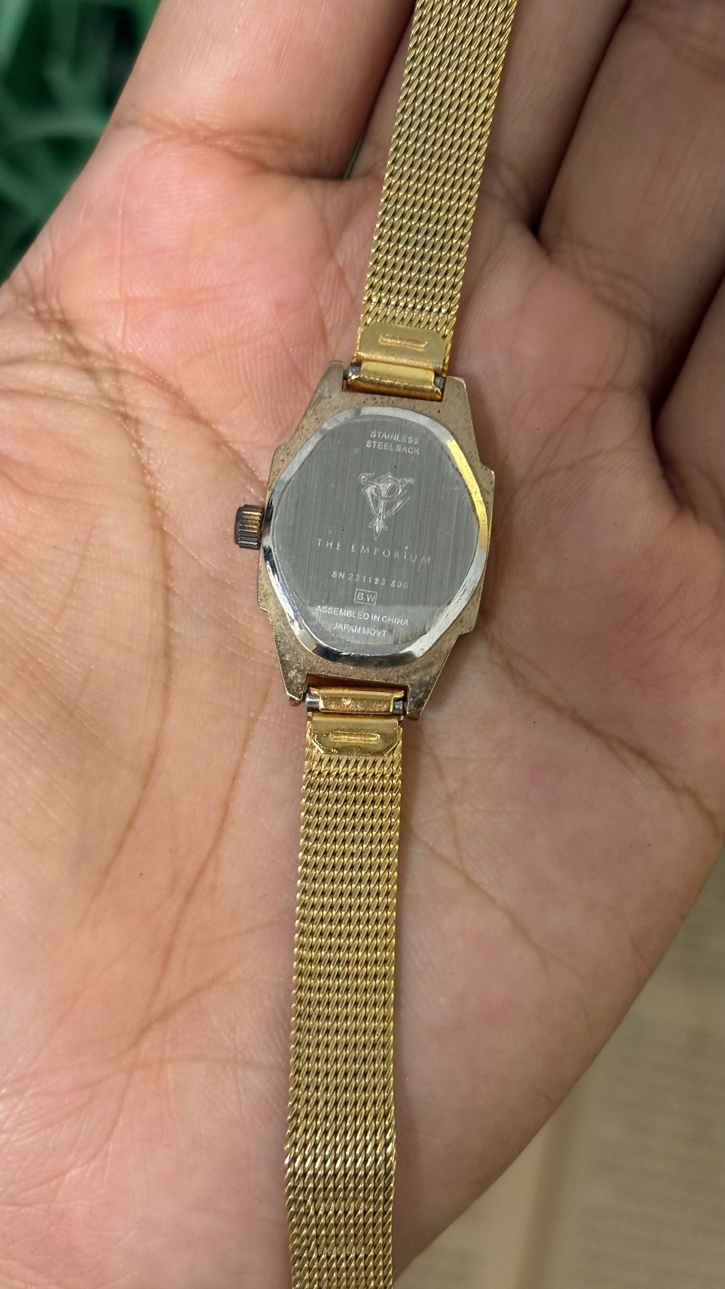 Vintage The Emporium Square Watch with Gold Tone Mesh Strap