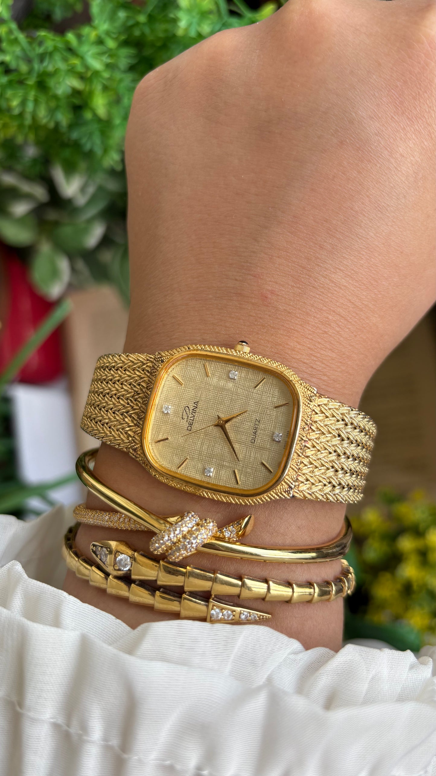Vintage Delvina Swiss Watch in Gold Tone