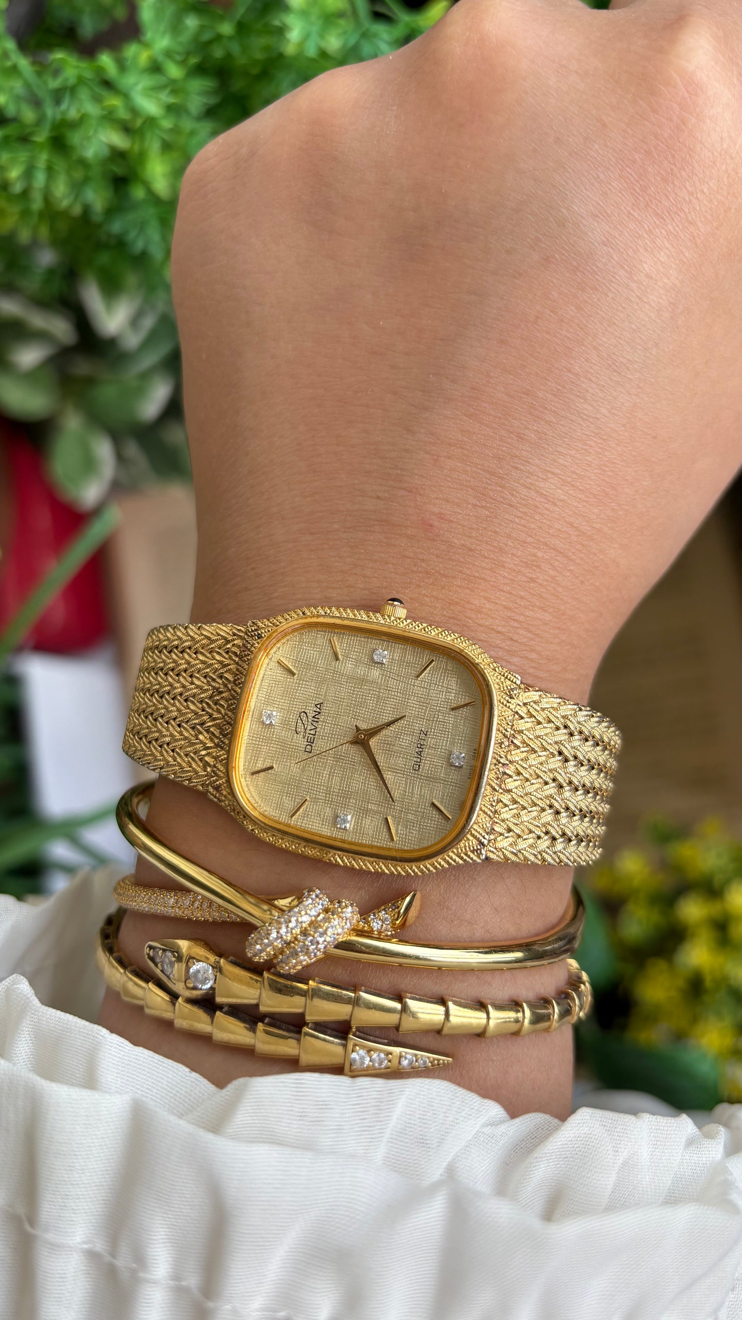 Vintage Delvina Swiss Watch in Gold Tone