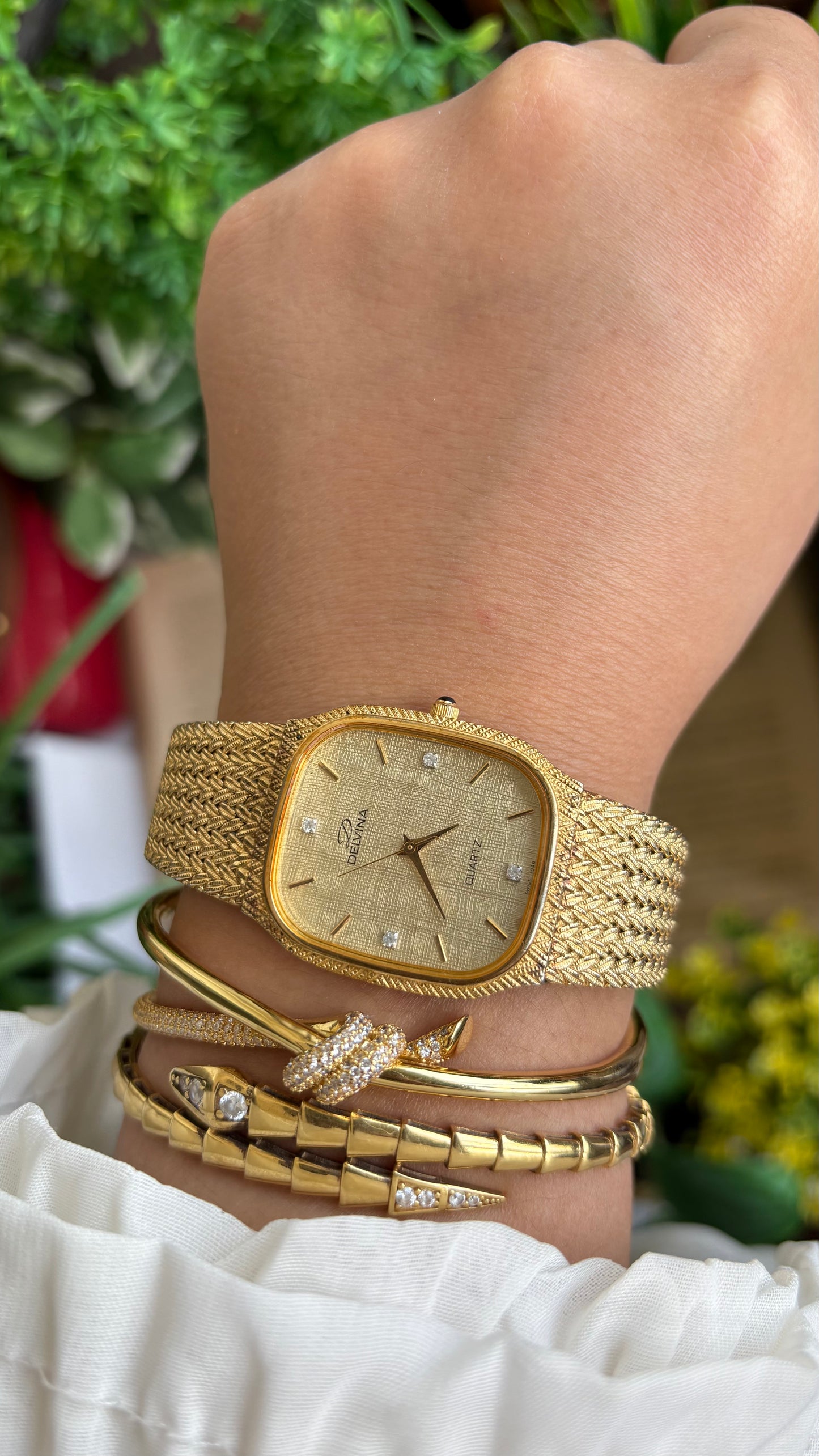 Vintage Delvina Swiss Watch in Gold Tone