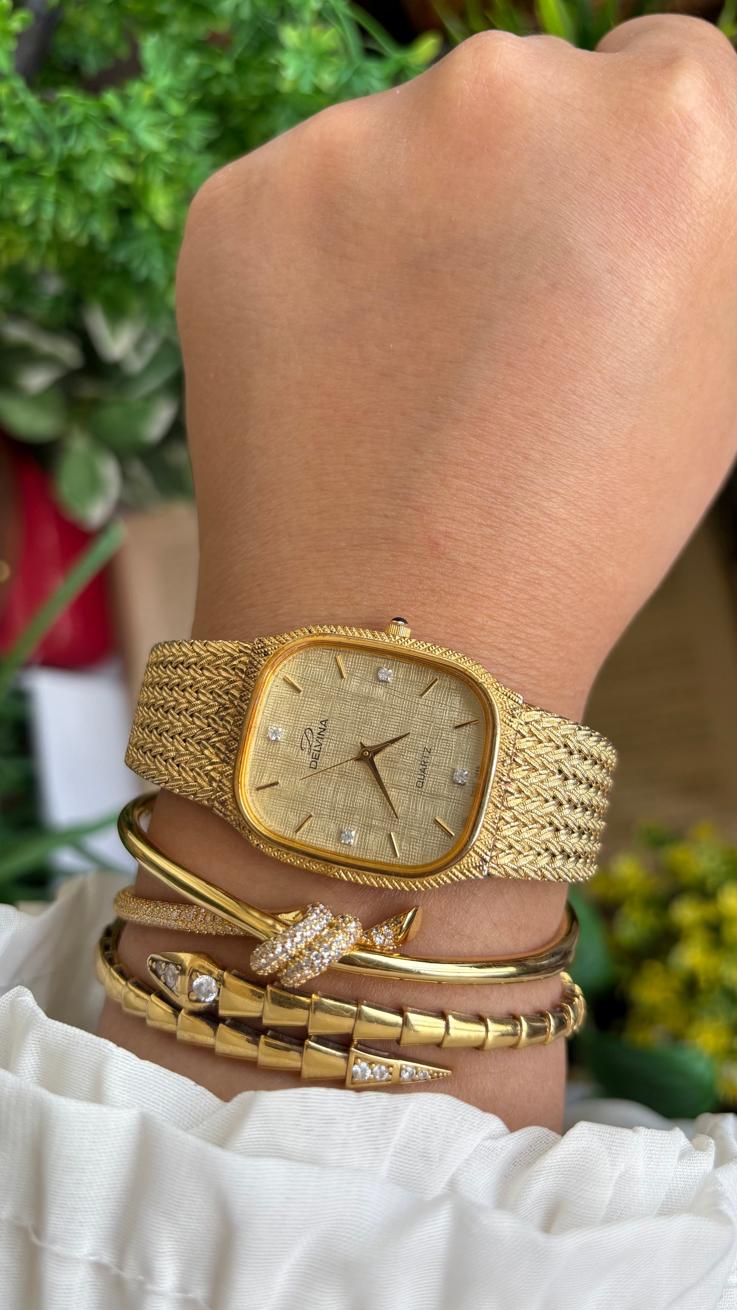 Vintage Delvina Swiss Watch in Gold Tone