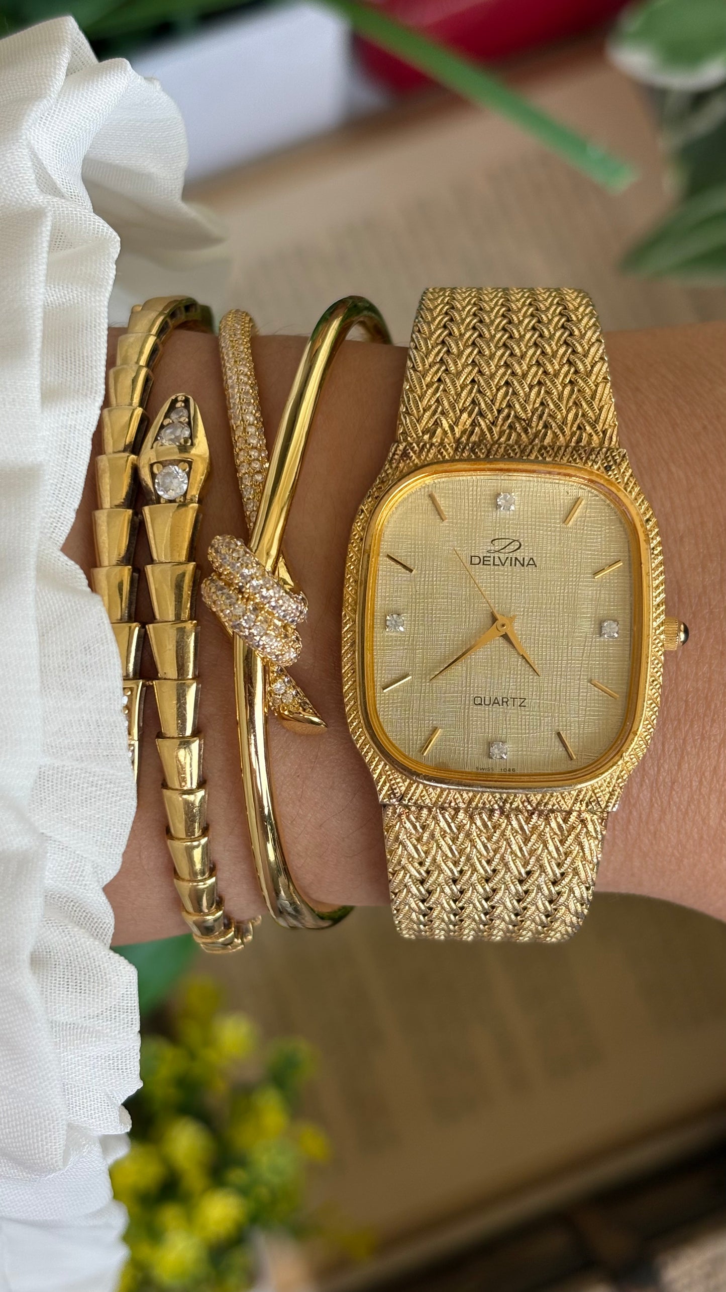 Vintage Delvina Swiss Watch in Gold Tone
