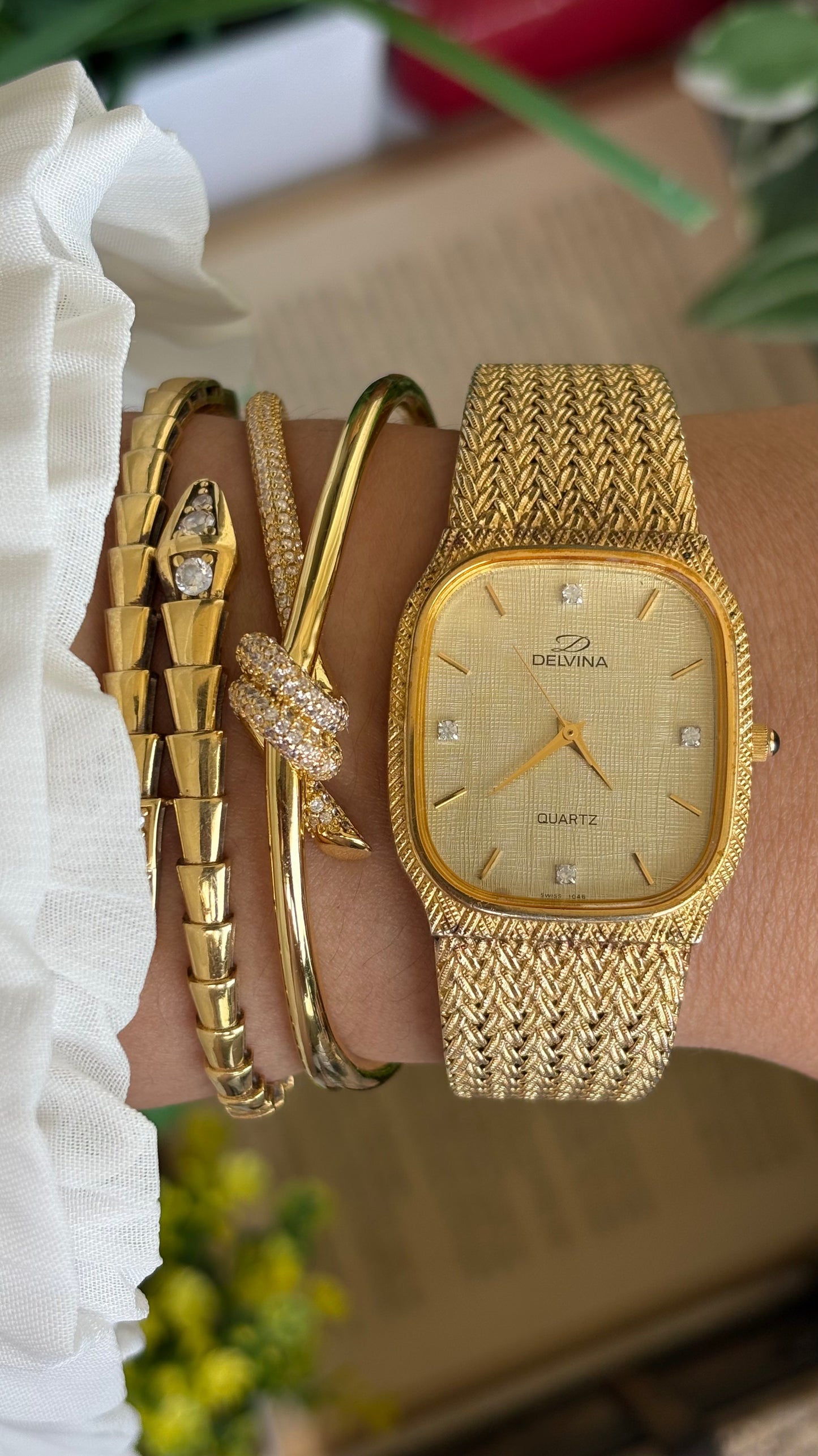 Vintage Delvina Swiss Watch in Gold Tone