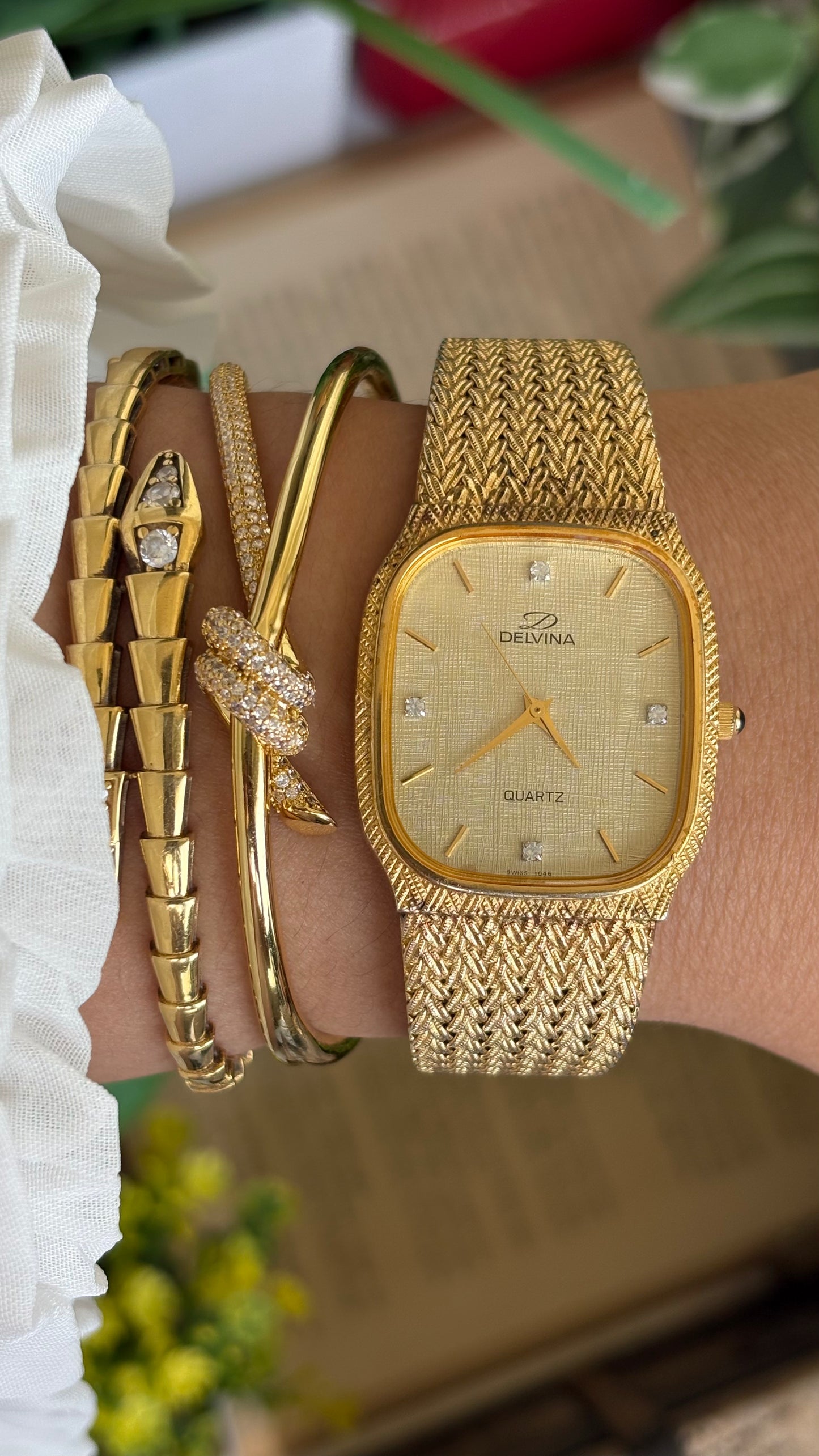 Vintage Delvina Swiss Watch in Gold Tone