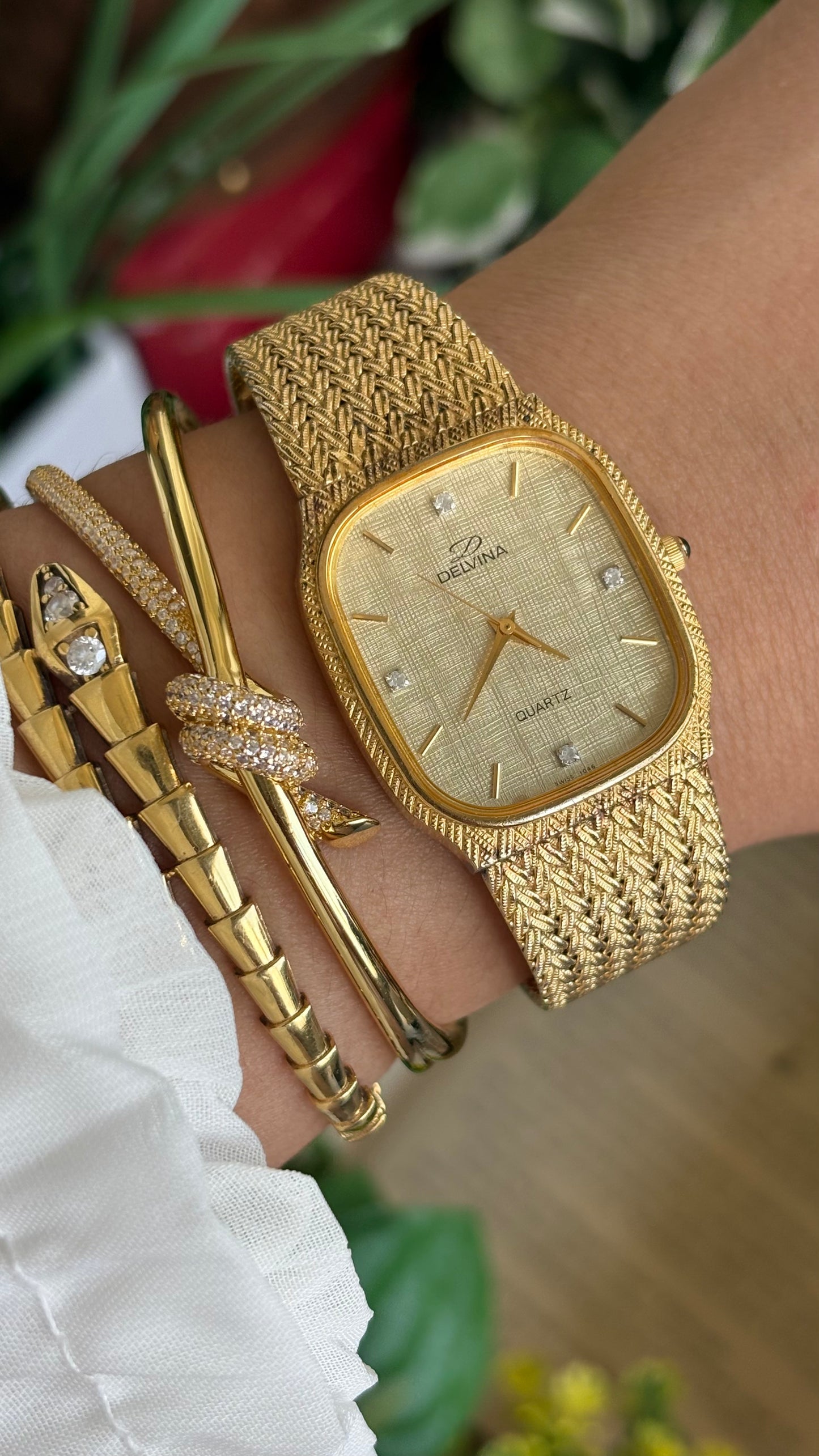 Vintage Delvina Swiss Watch in Gold Tone