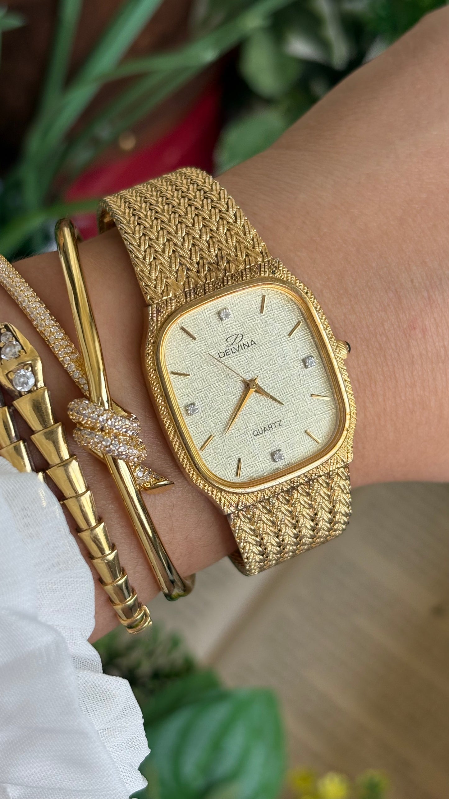 Vintage Delvina Swiss Watch in Gold Tone
