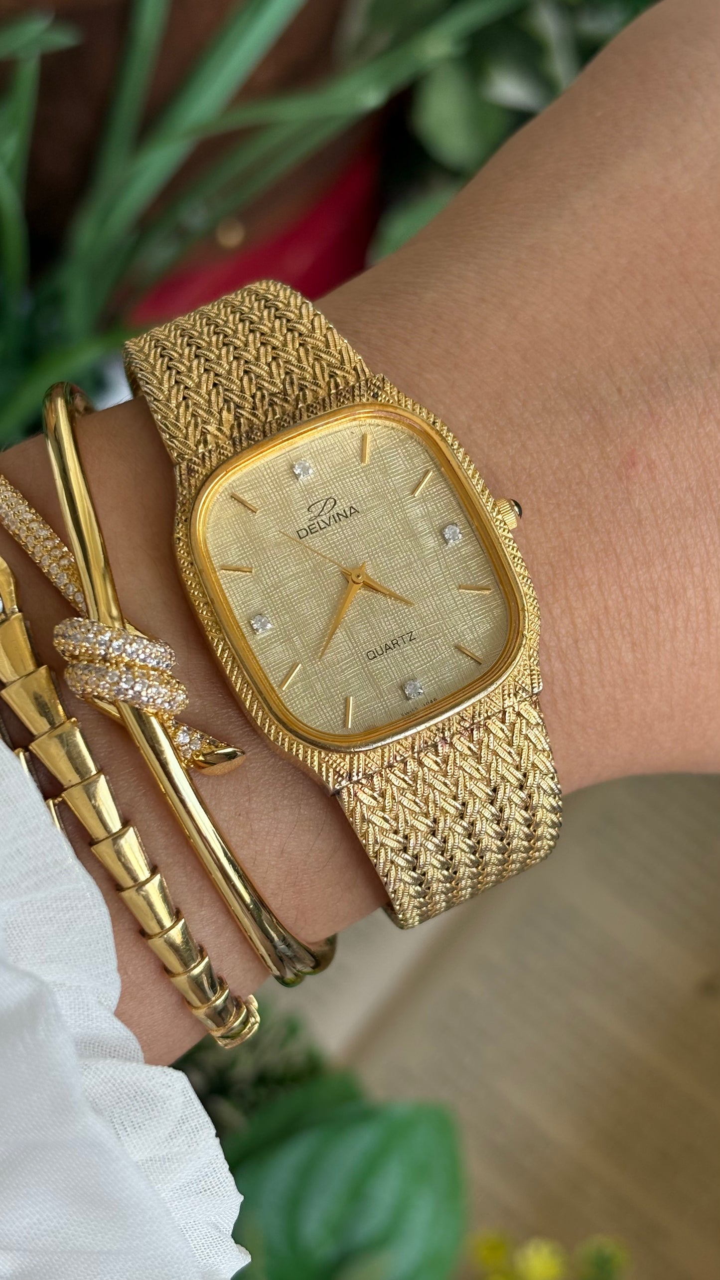 Vintage Delvina Swiss Watch in Gold Tone