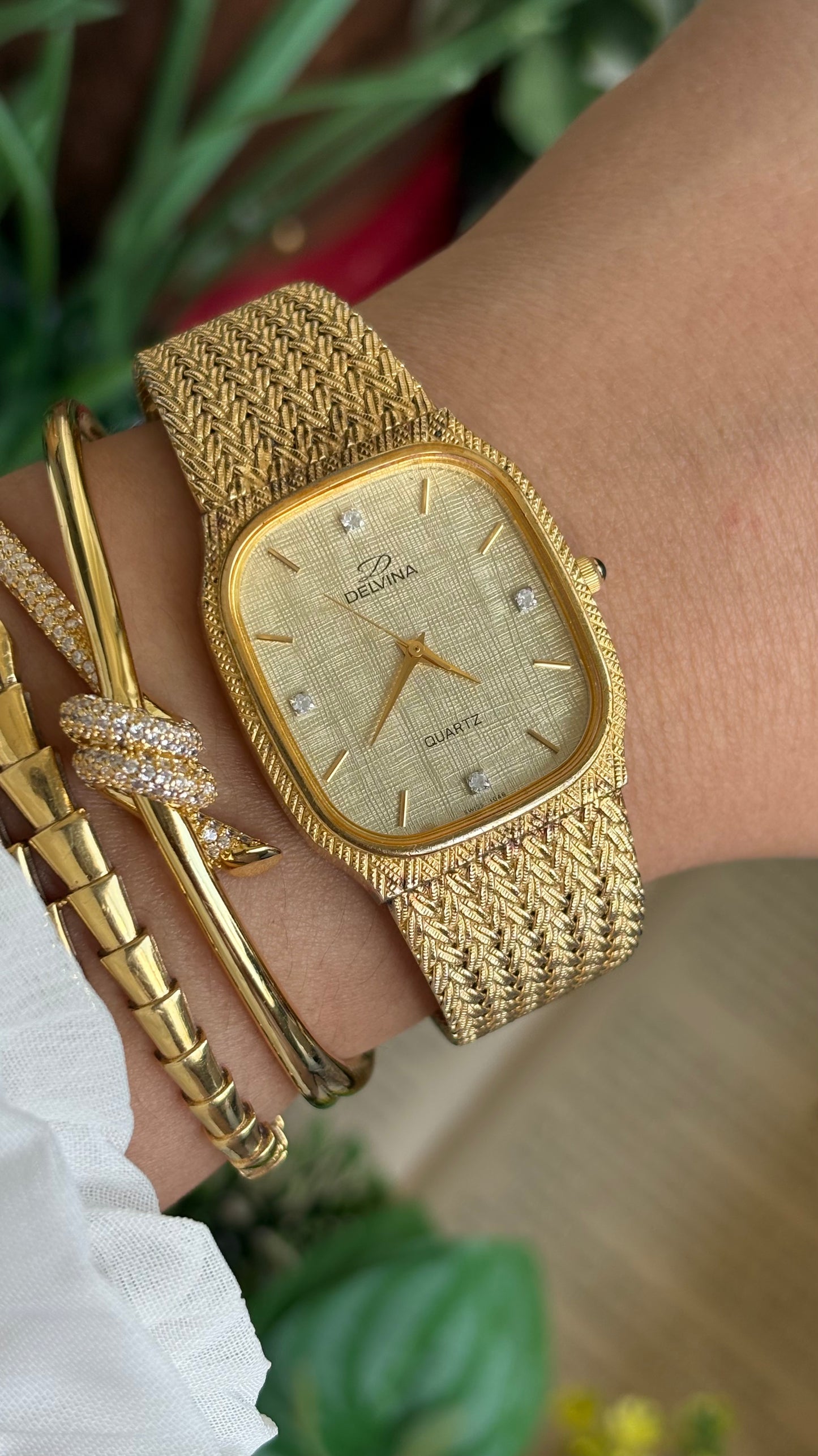 Vintage Delvina Swiss Watch in Gold Tone