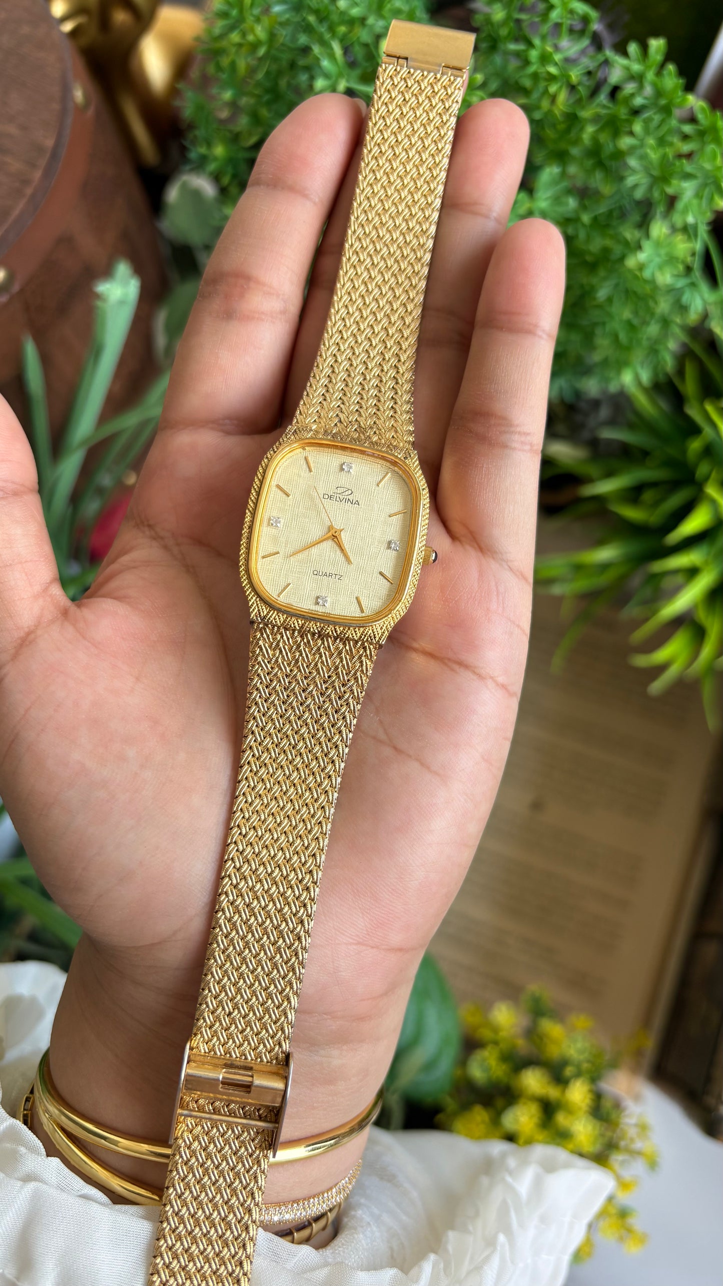 Vintage Delvina Swiss Watch in Gold Tone