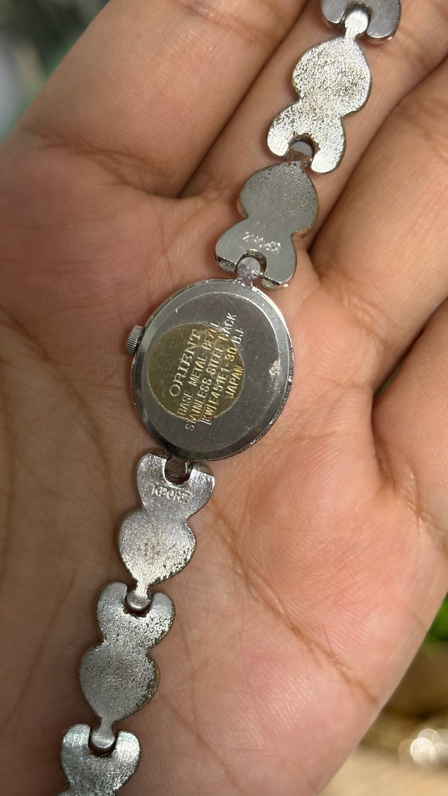Vintage Orient Jupiter Oval Watch with Two-Tone Heart Link Bracelet